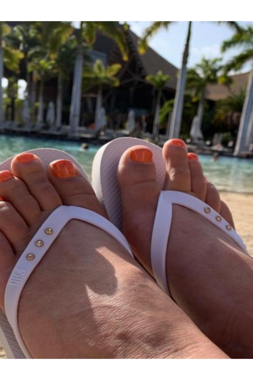 White Filli London White St Tropez Crystal Flip Flops, Image 3 of 4