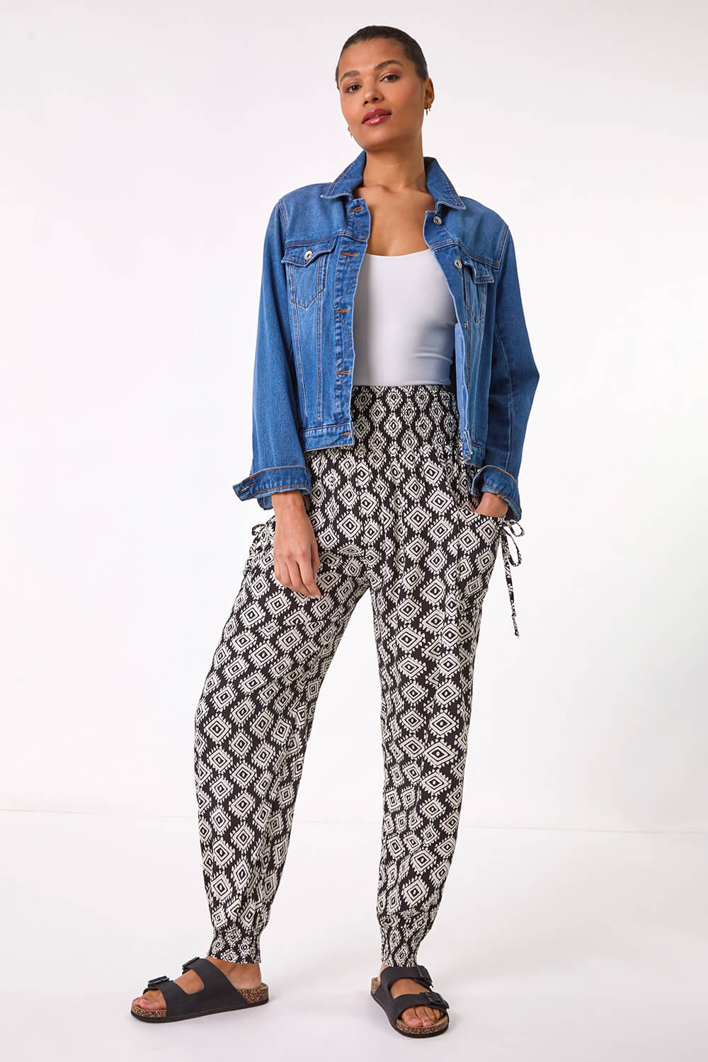 Black Abstract Tie Pocket Trousers, Image 3 of 5