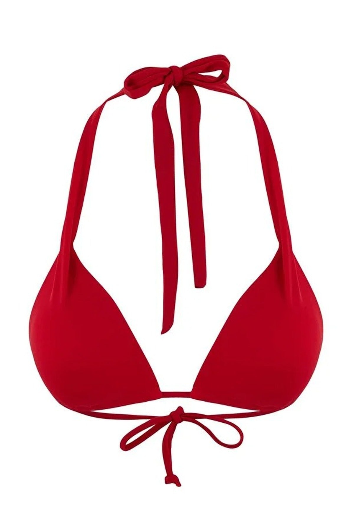 Red Tunnel Detail Halterneck Triangle Bikini Top, Image 2 of 5