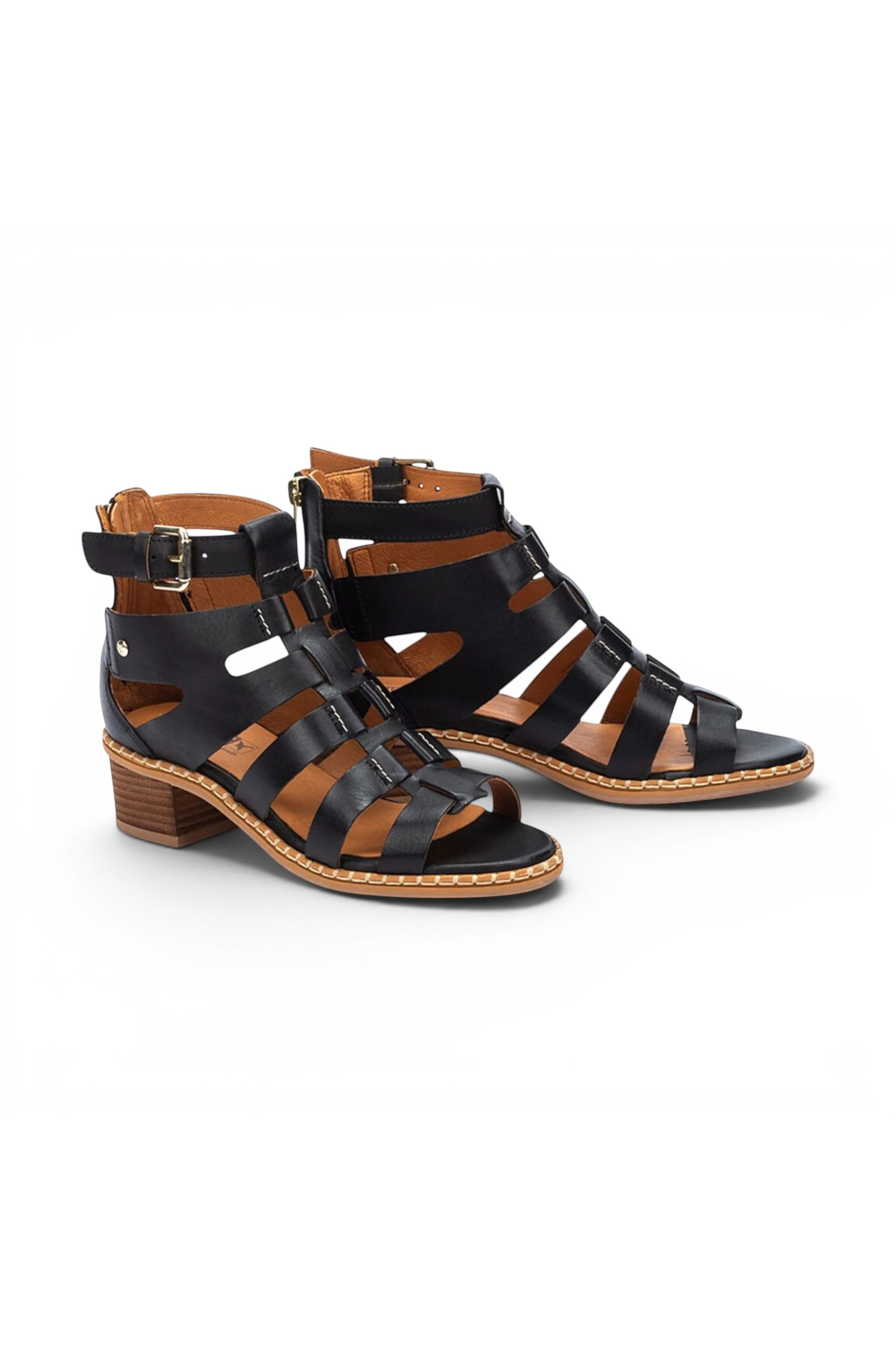 Black Womens Soft Block Heel Sandals W3H-1823, Image 8 of 8