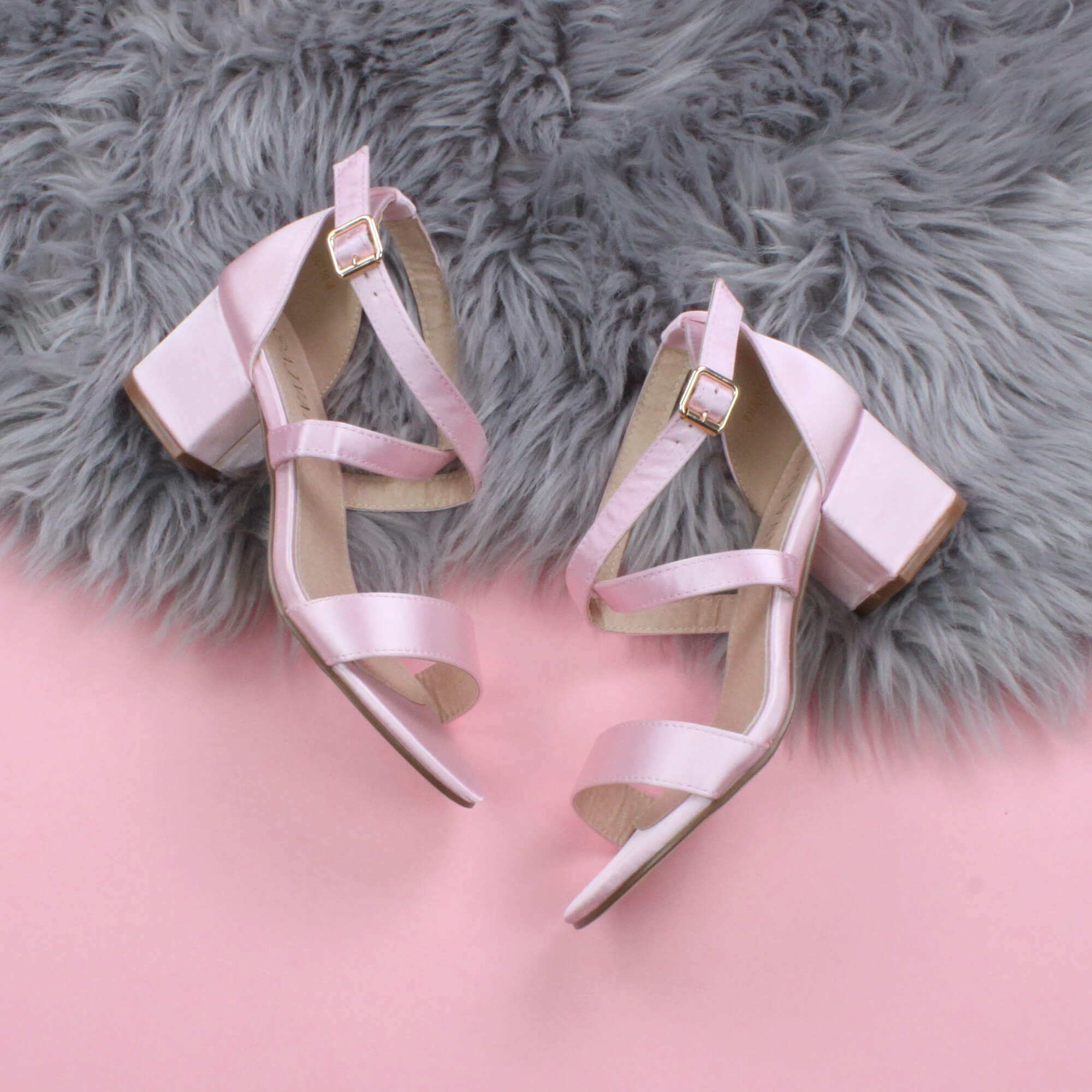 Light Pink AJVANI Light Pink Mid Block Heel Crossed Straps Sandals, Image 4 of 6
