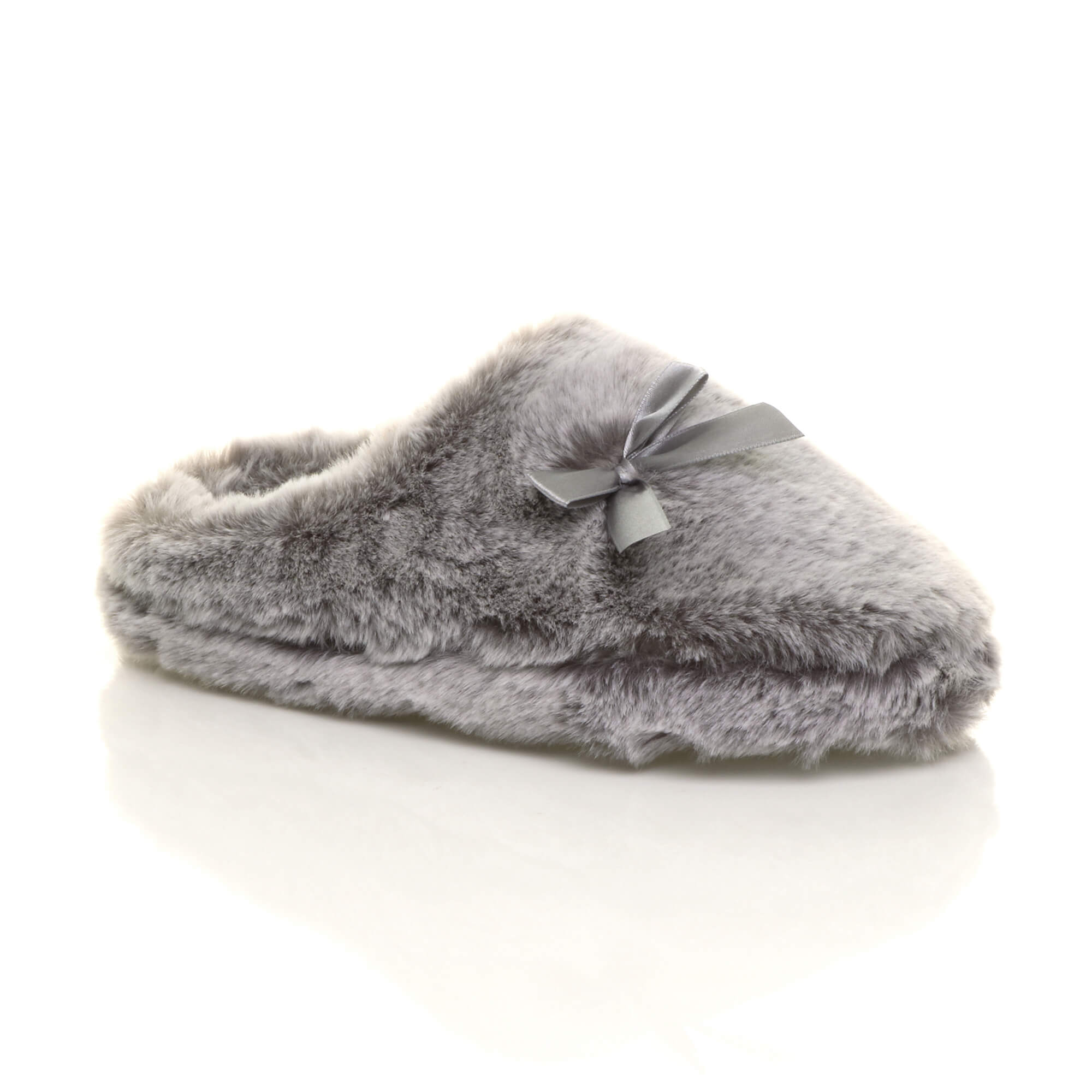 Grey AJVANI Grey Fluffy Mule Slippers, Image 1 of 6
