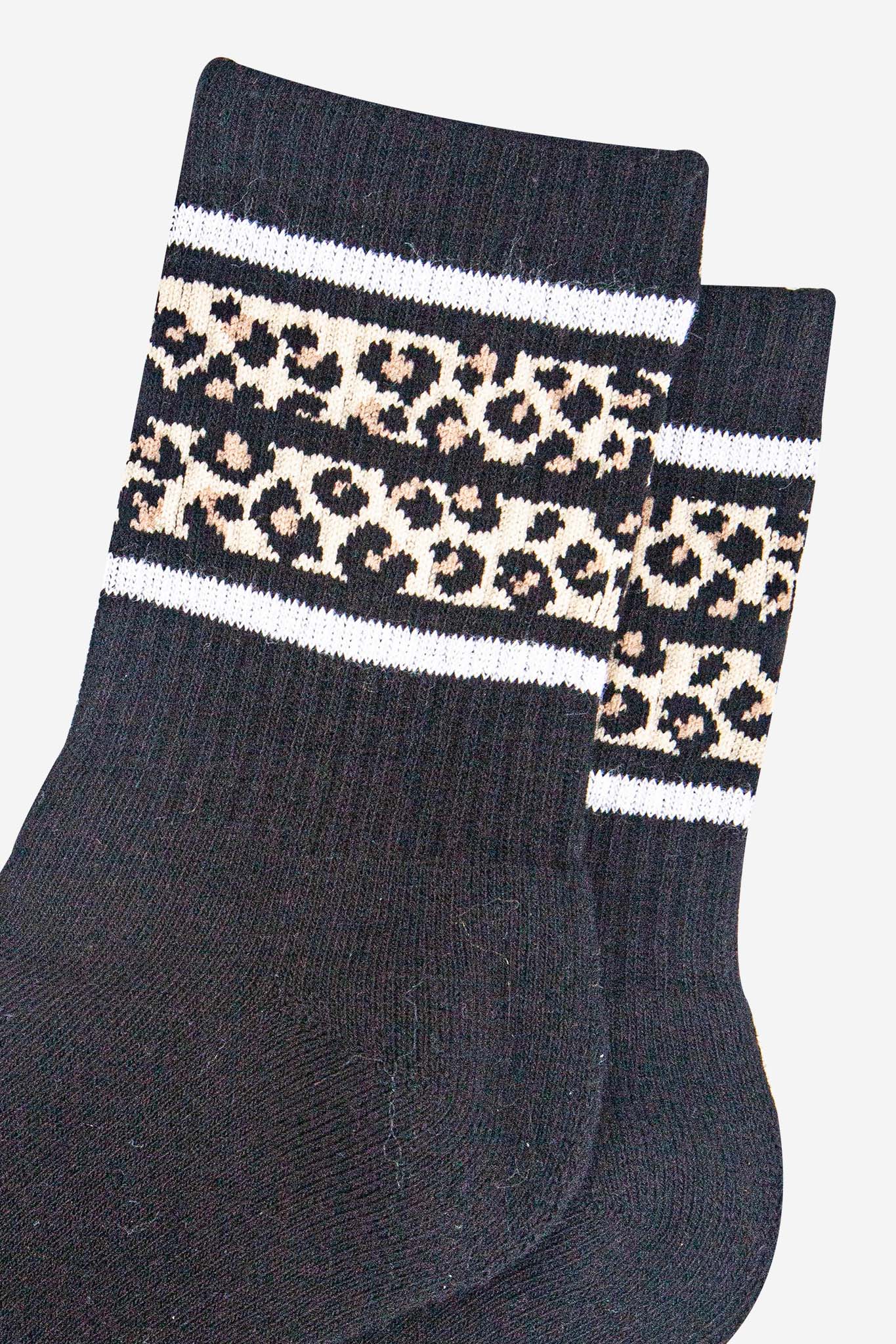 Black Leopard Striped Sports Socks, Image 3 of 4