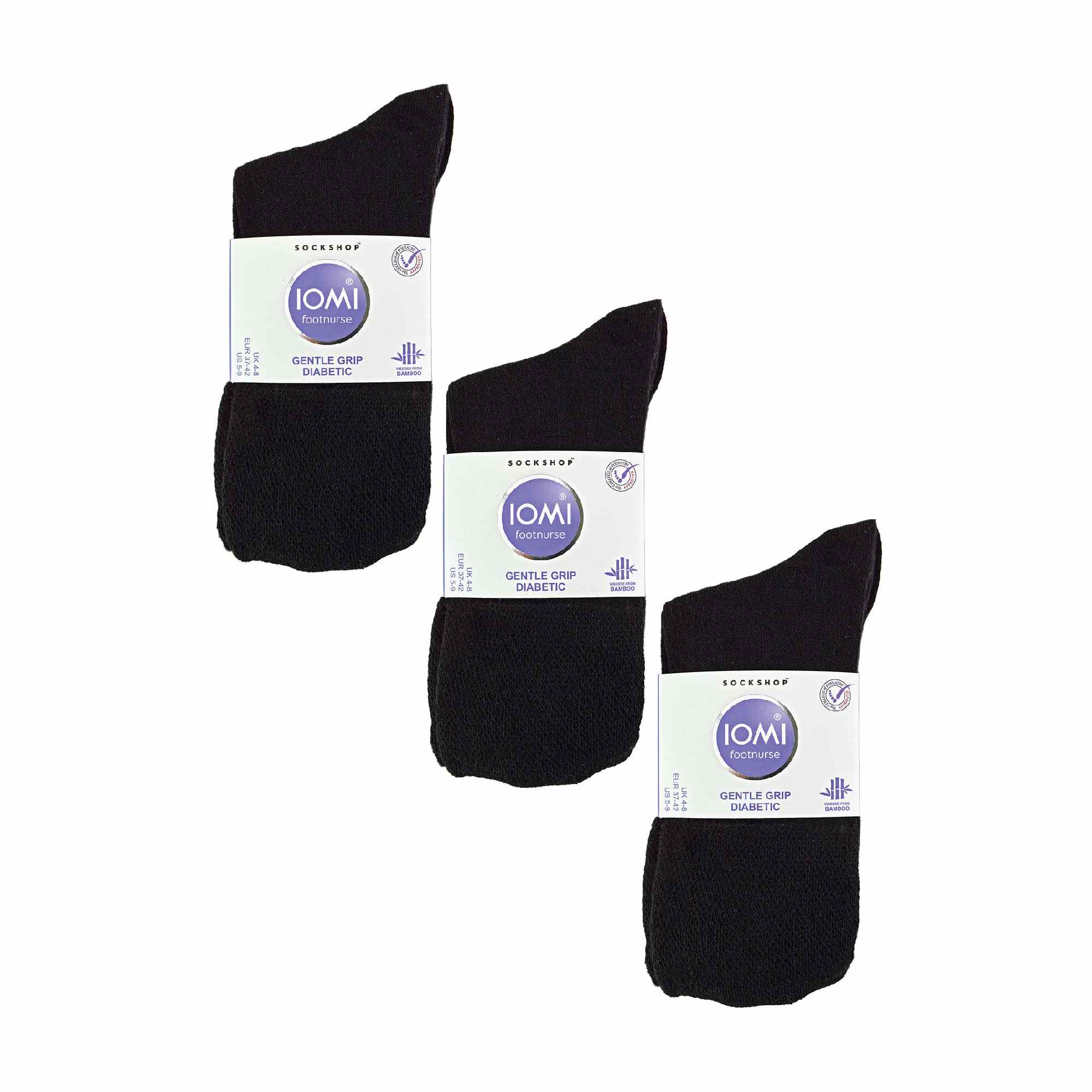 Black 6 Pack Ladies Non Elastic Bamboo Diabetic Socks, Image 5 of 5