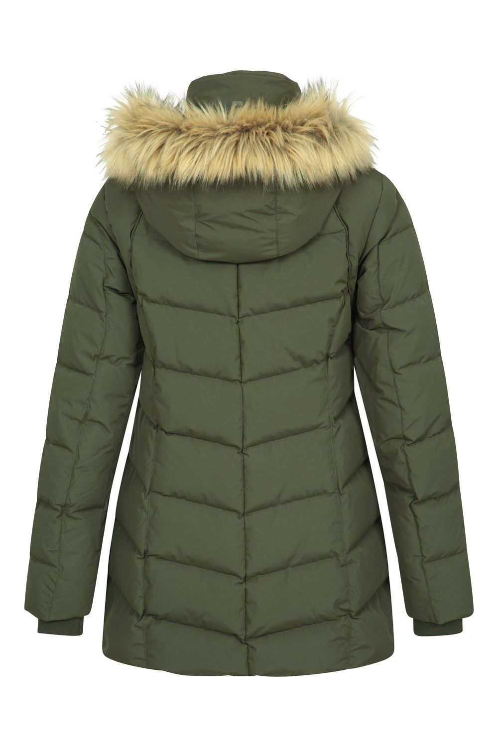 Khaki Isla II Long Down Jacket, Image 2 of 5