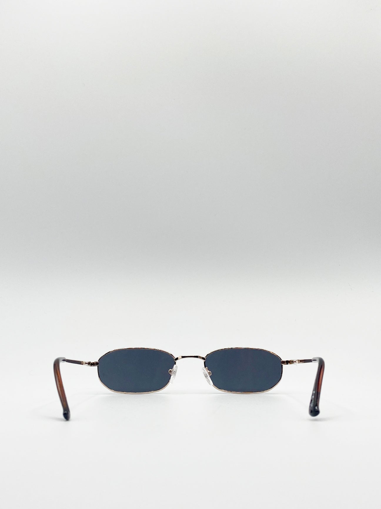 Gold Slim Metal Frame Rectangle Sunglasses, Image 5 of 5