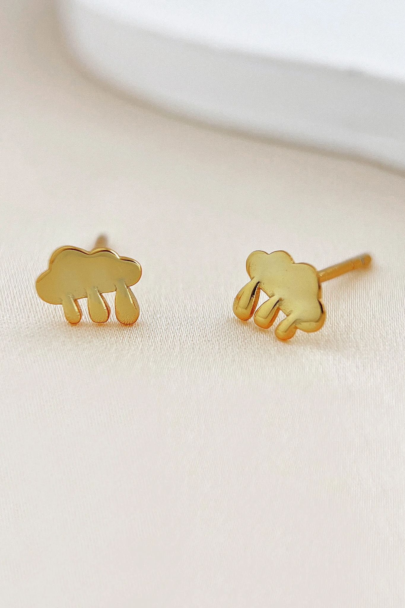 Gold Sterling Silver Rain Cloud Studs, Image 3 of 3
