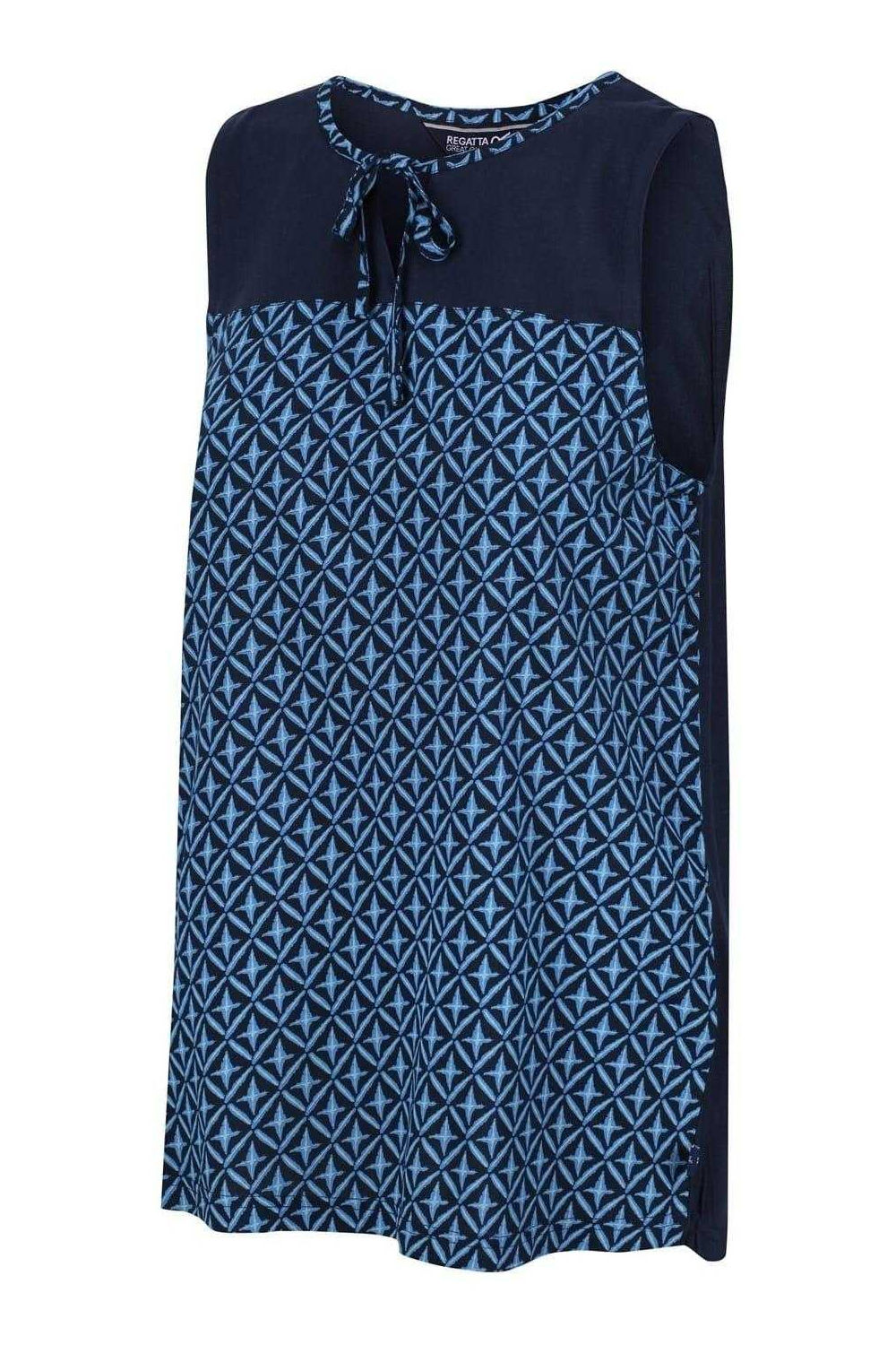 Navy Janessa Patterned Sleeveless TShirt, Image 3 of 3