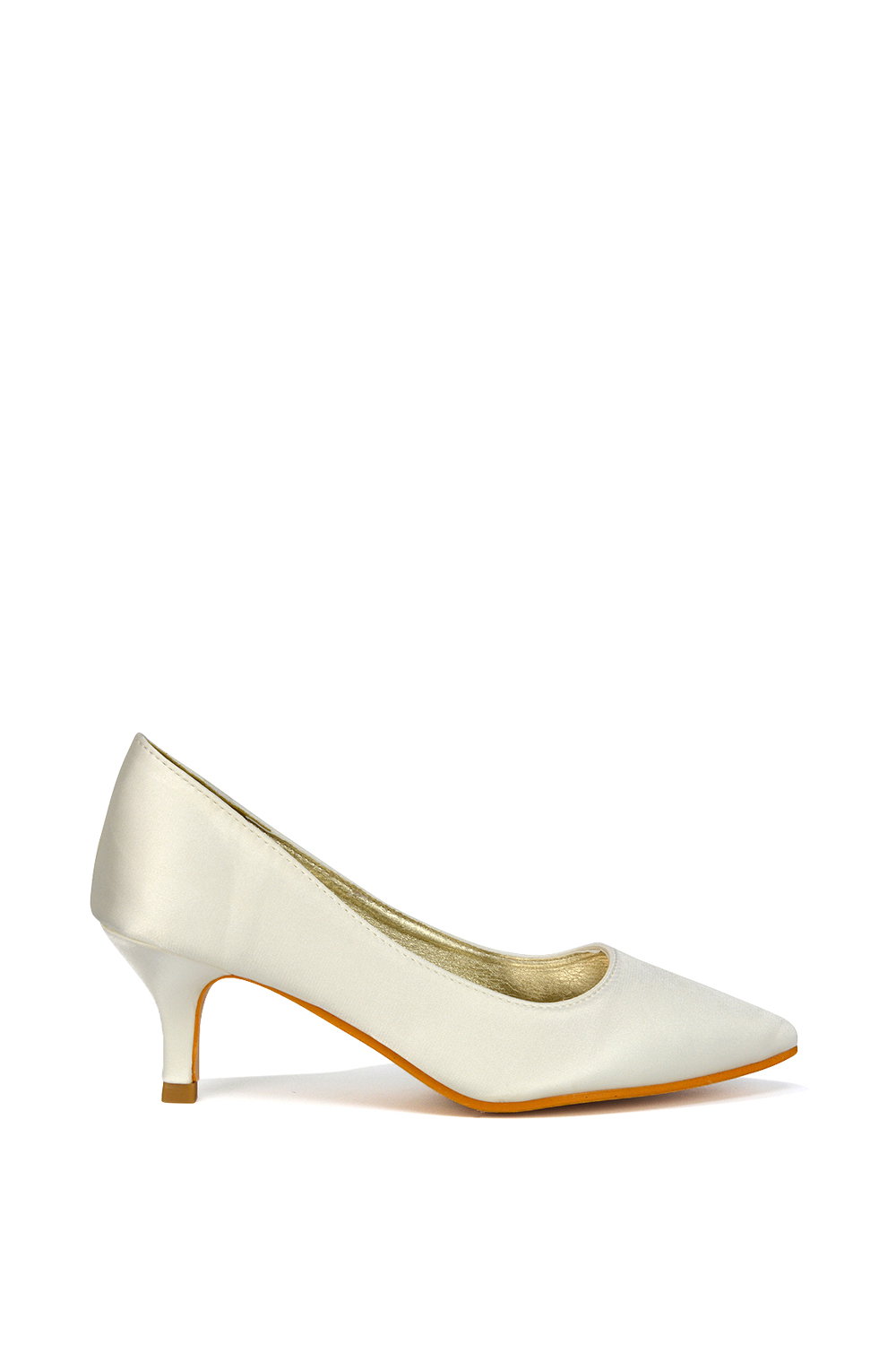 Ivory XY LONDON Ivory 'Gwyneth' Pointed Toe Mid Stiletto Kitten Heel Court Shoes, Image 1 of 4