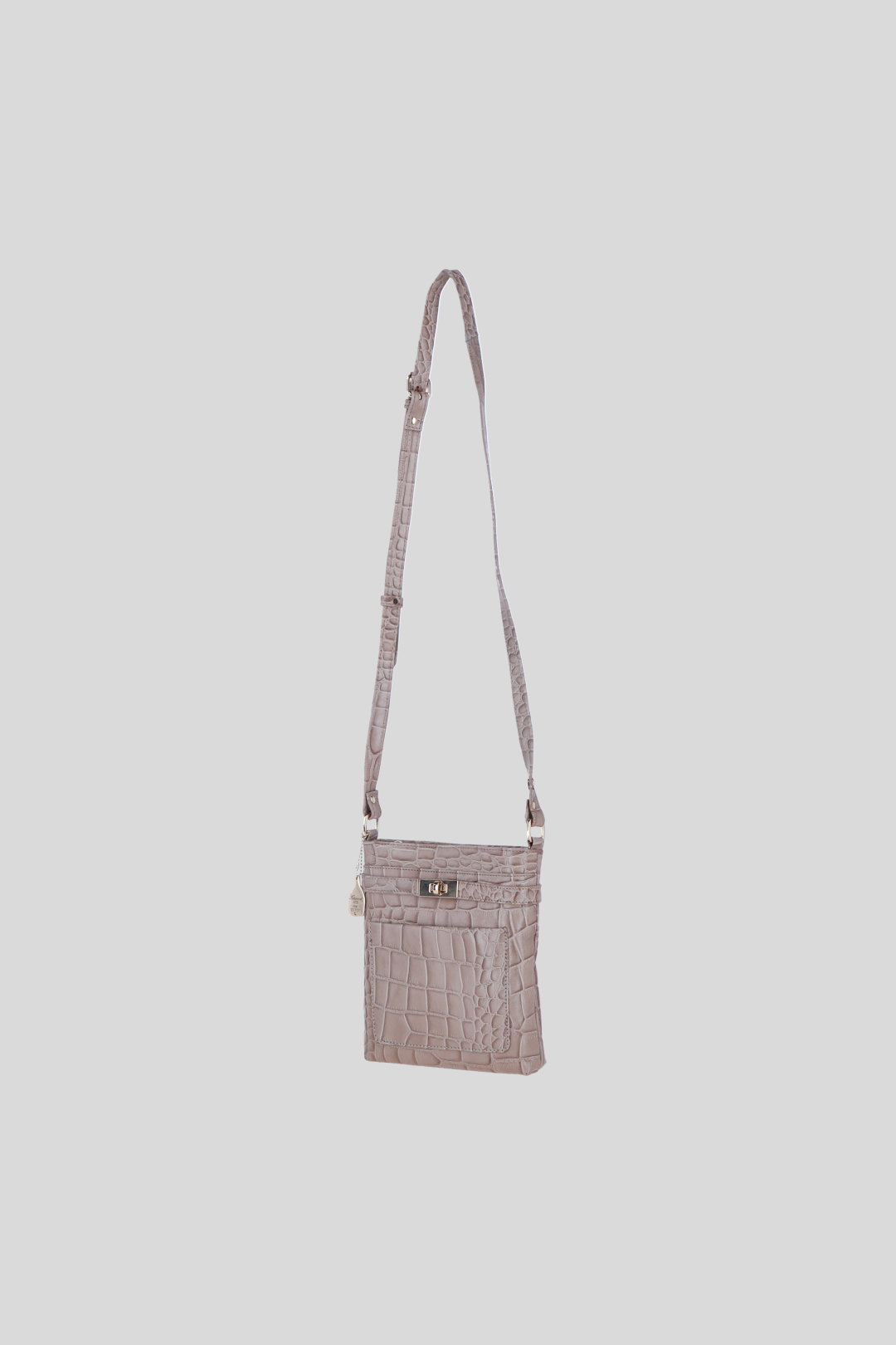 Grey Real Leather Crossbody Bag with Adjustable Strap, Image 3 of 5