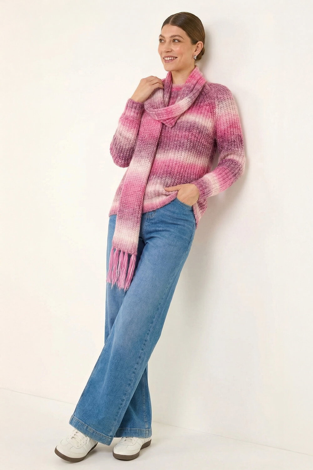 PINK Ombre Knit Scarf & Jumper, Image 1 of 8