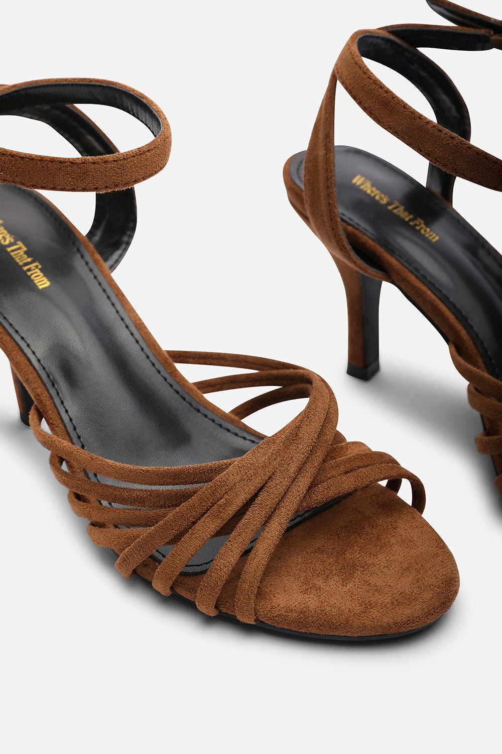 Tan Where's That From Tan 'Cyprus' Multi Cross Over Strap Mid Heels, Image 5 of 6