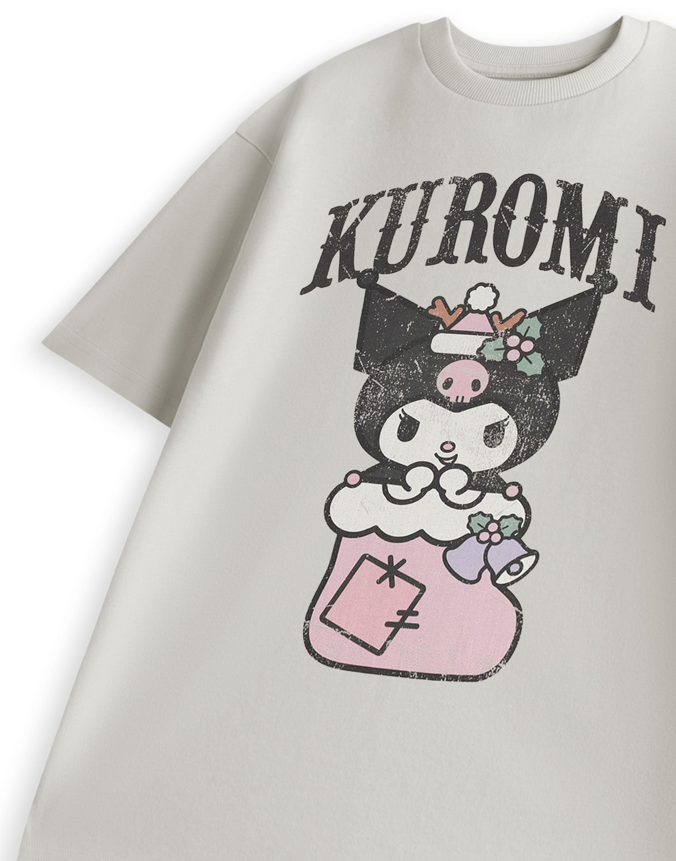 Light Grey Hello Kitty & Friends Kuromi Stocking T-Shirt, Image 5 of 6