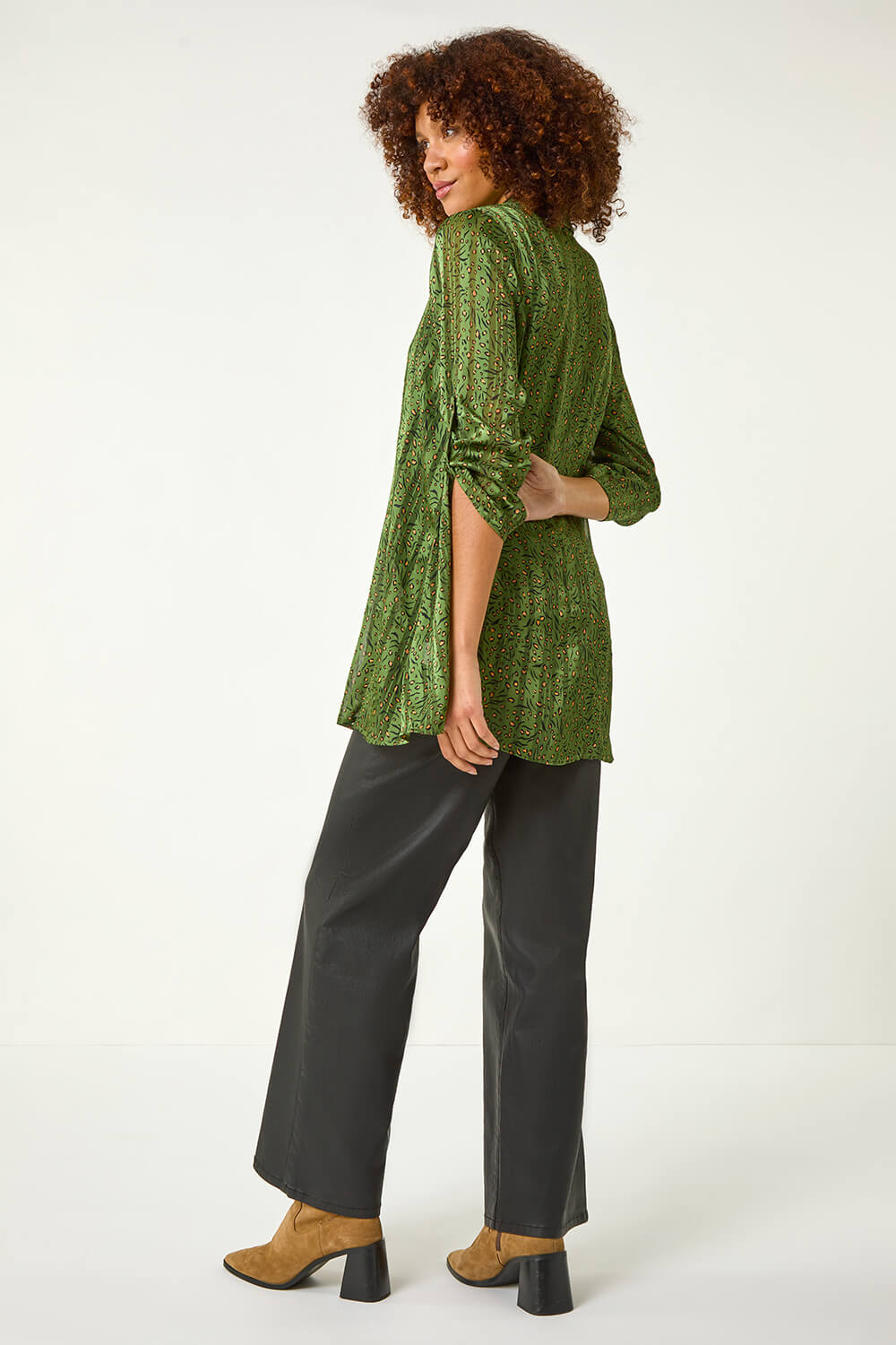 Khaki Animal Print Collared Shirt, Image 4 of 5