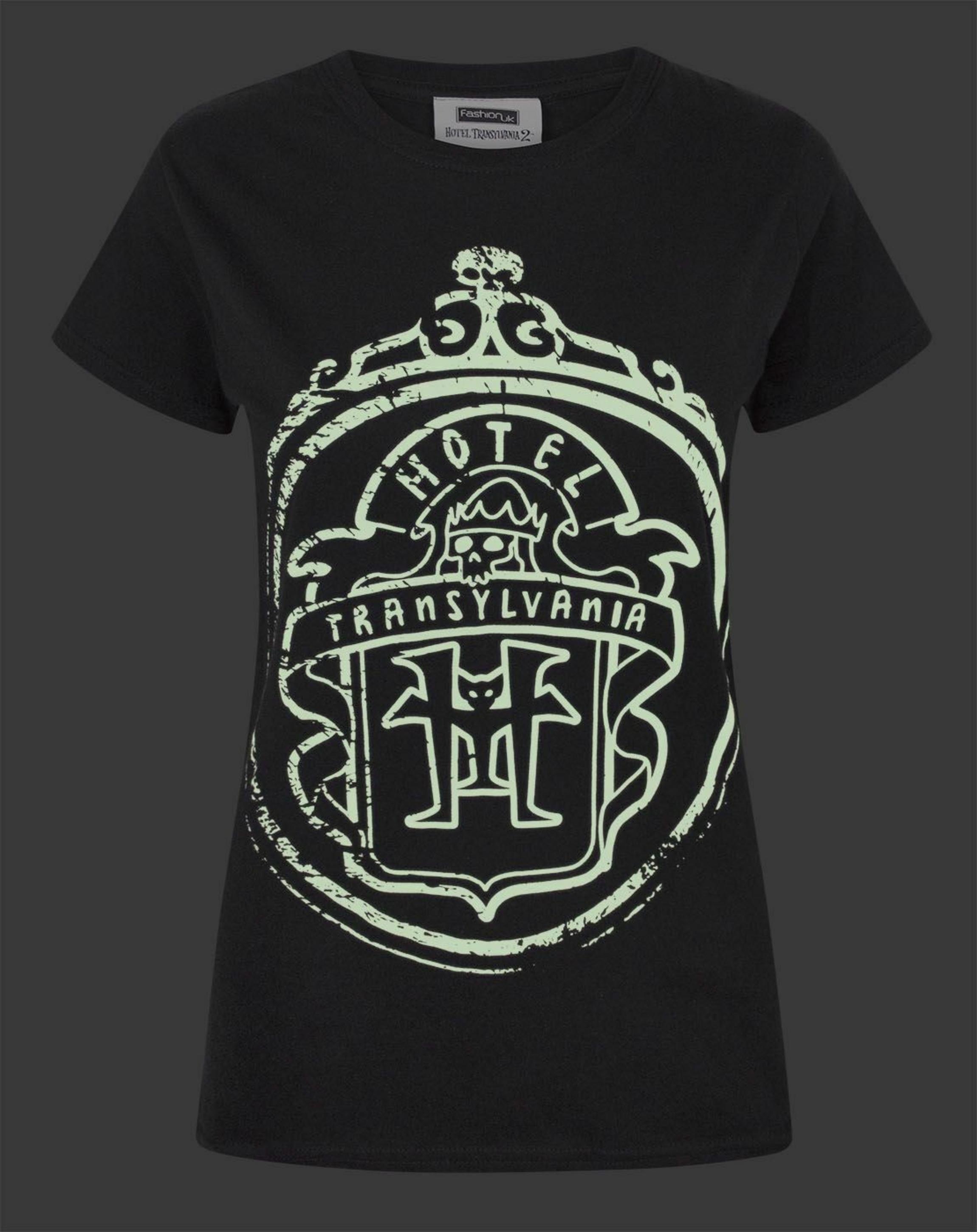 Black Hotel Transylvania Logo Glow In Dark T-Shirt, Image 2 of 4