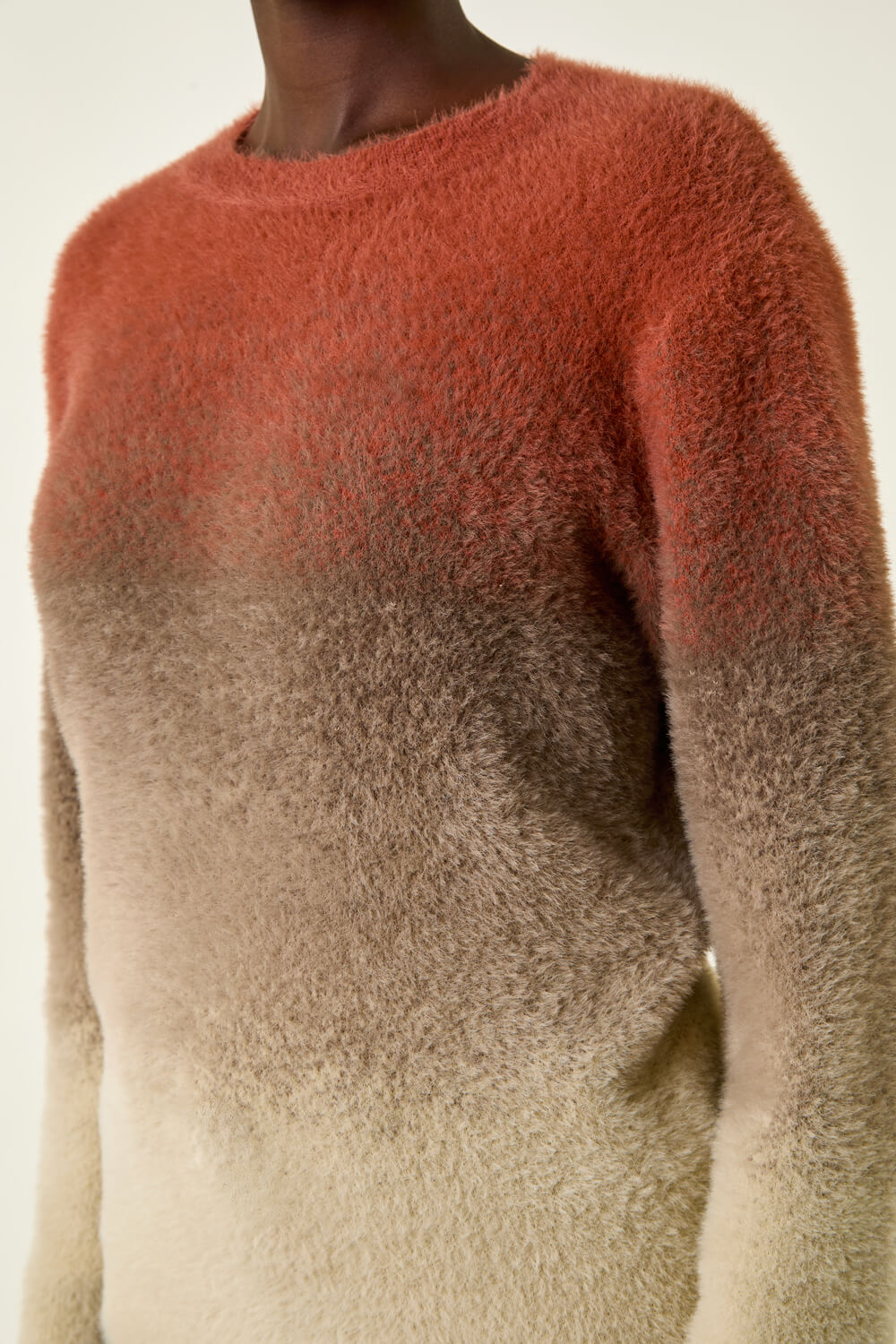 Brown Fluffy Ombre Knit Jumper, Image 6 of 5
