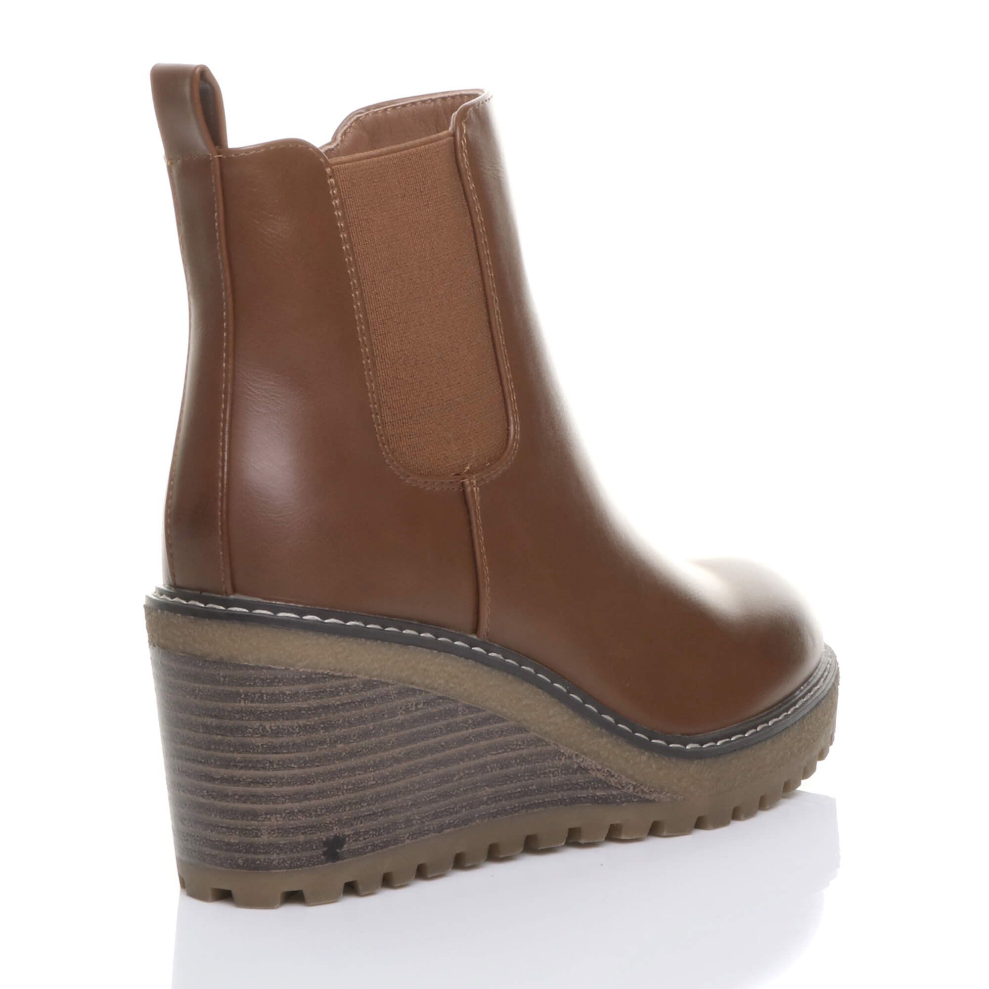 Camel AJVANI Camel High Wedge Heel Chelsea Ankle Boots, Image 4 of 6