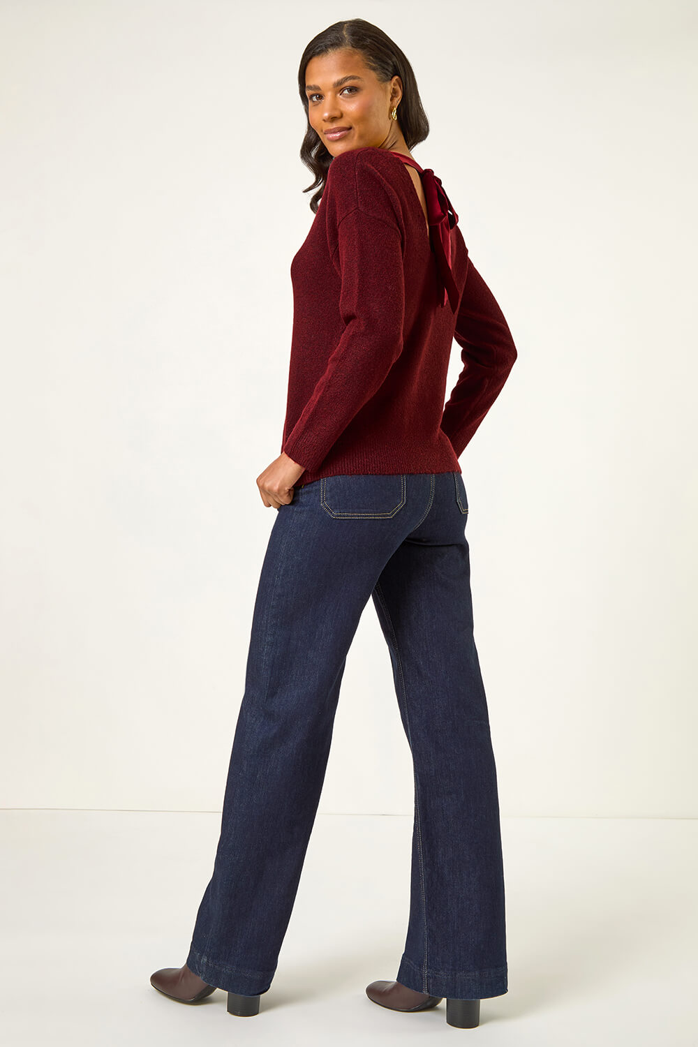 Red Ribbon Bow Tie Back Jumper, Image 4 of 5