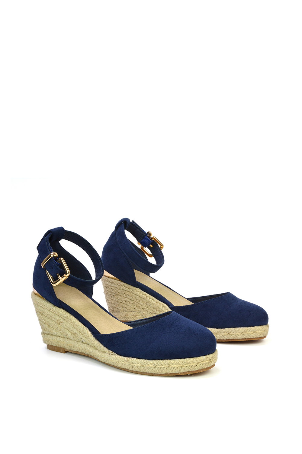 Navy 'Forest' Closed Toe Espadrille Wedge Heel Sandals, Image 3 of 5
