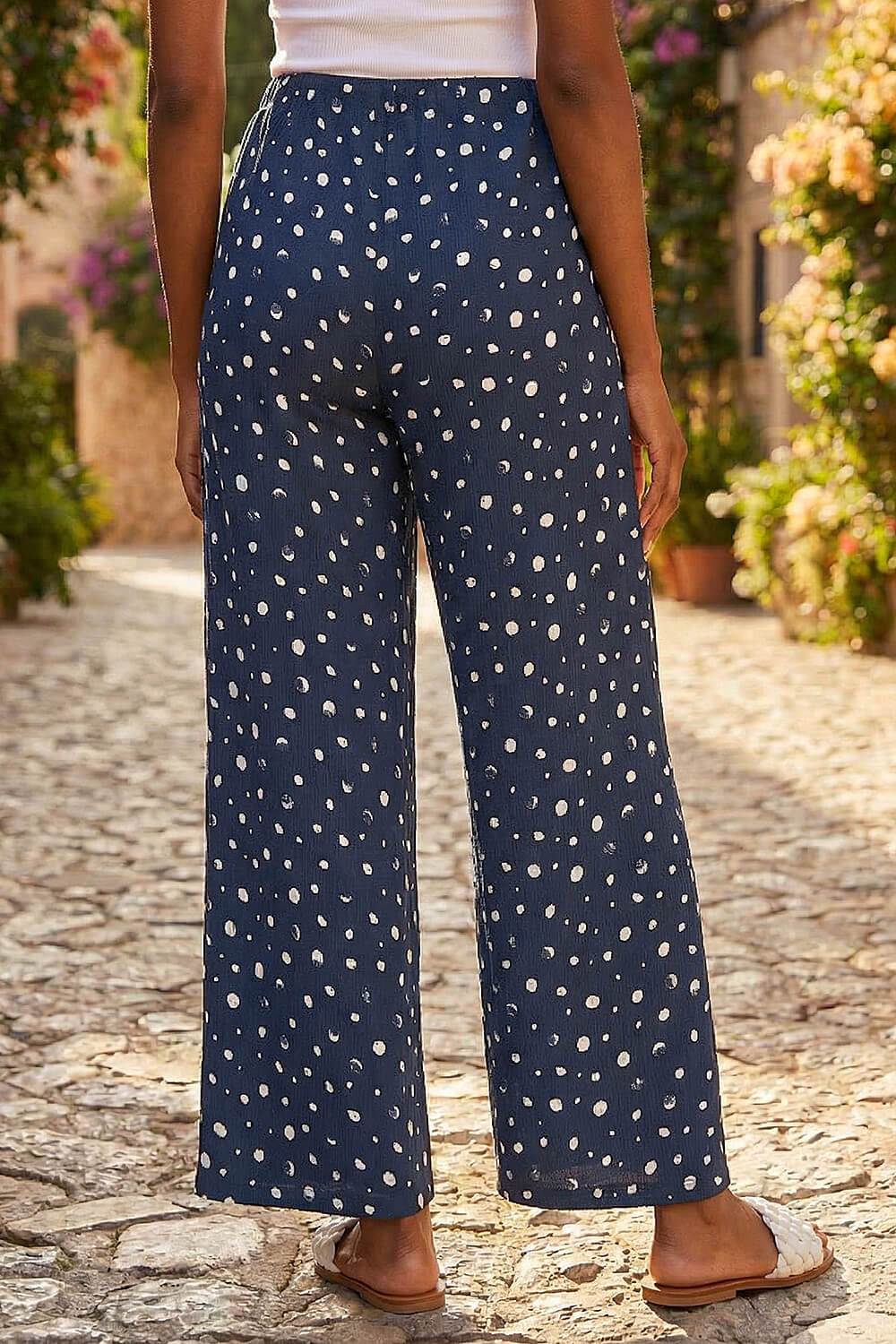 Navy Petite Textured Stretch Trouser, Image 4 of 4