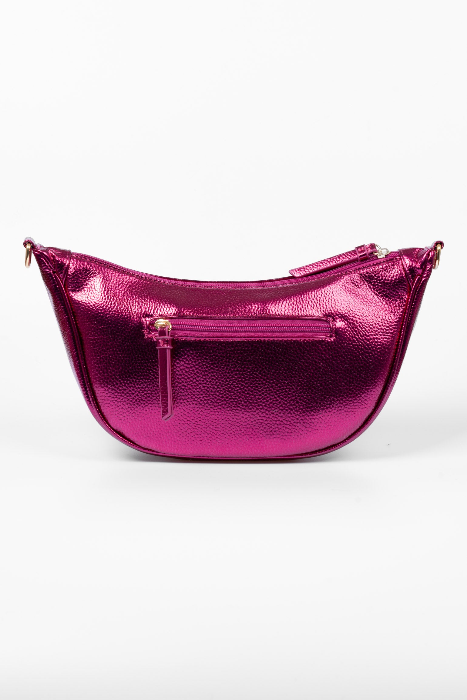 Pink Etre Pink Metallic Faux Leather Half Moon Crossbody Bag, Image 2 of 3