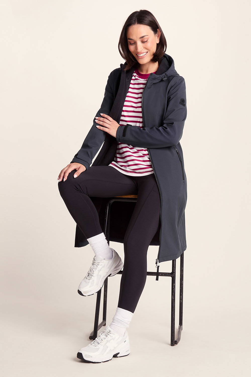 Indigo Enya Longline Waterproof Softshell Jacket, Image 2 of 6