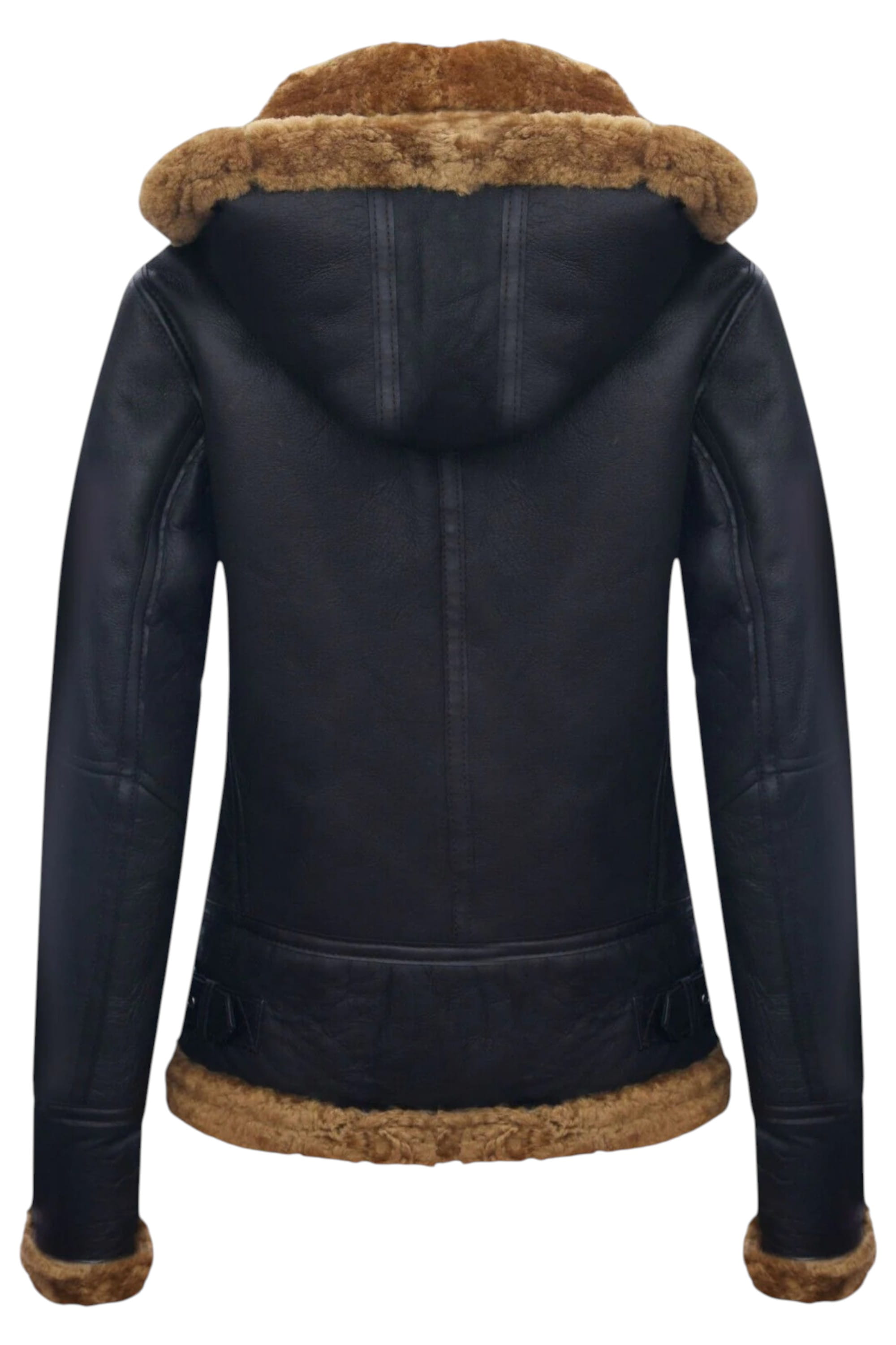 Brown Sheep Leather Hood Flying Bomber Jacket, Image 6 of 8