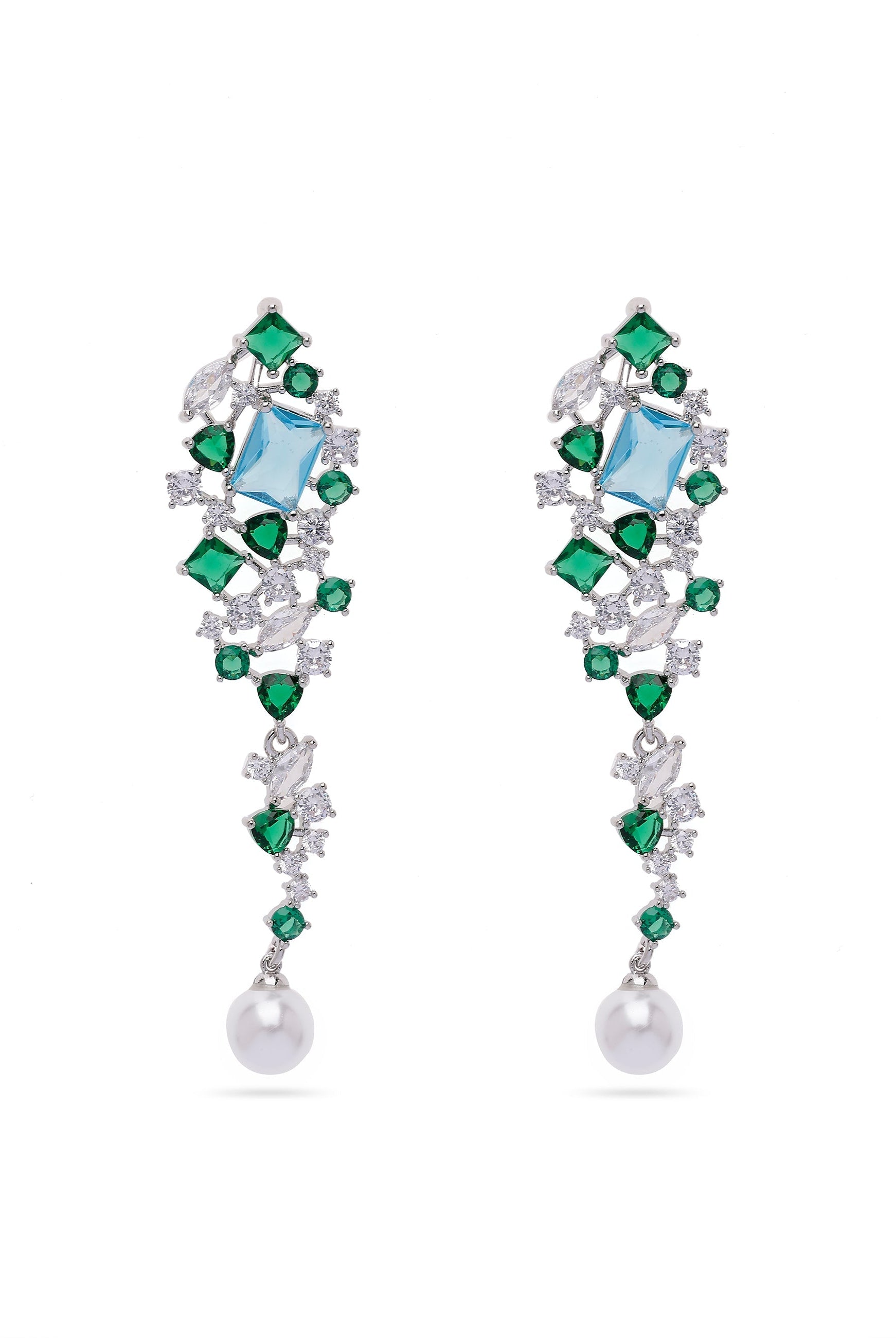 Metallic Silver-Colored Contemporary Drop Earrings