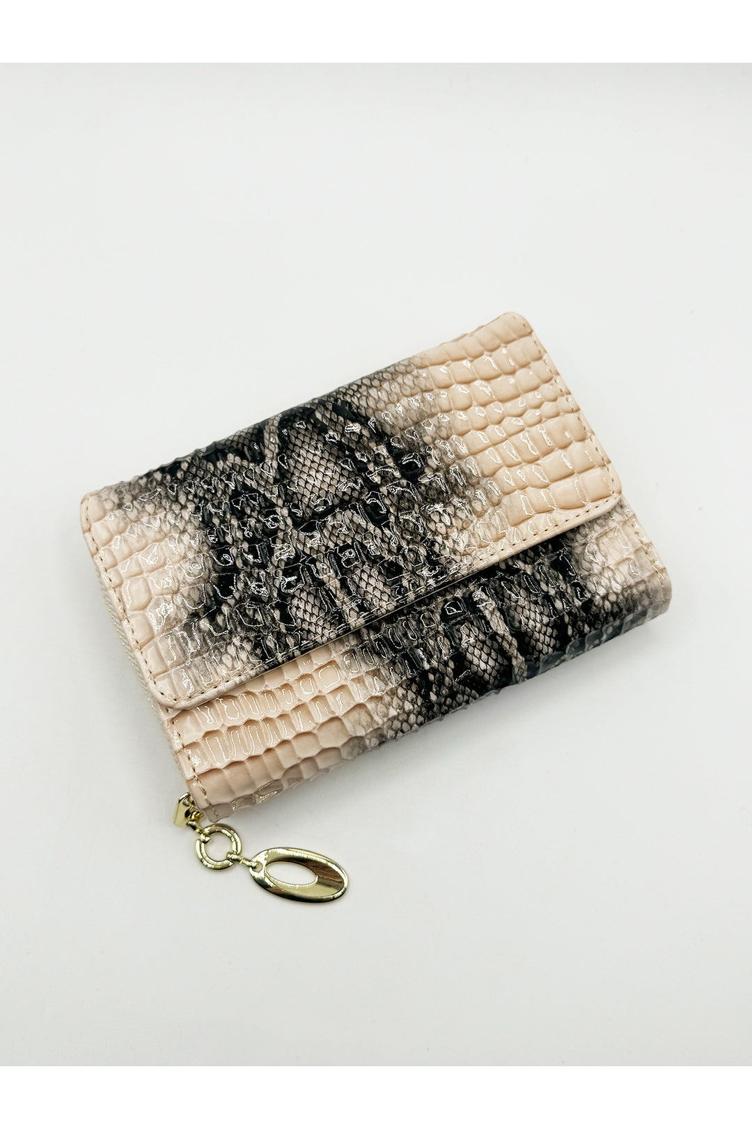 Beige Faux Crocodile Pattern Folded Purse, Image 1 of 6