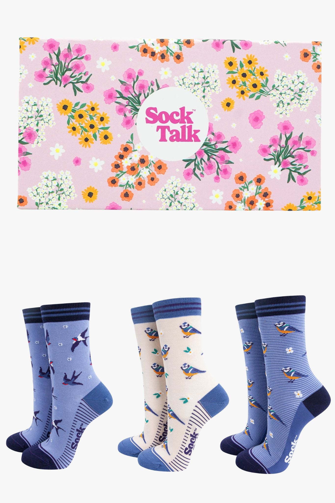 Multi Garden Birds Bamboo Socks Gift Set