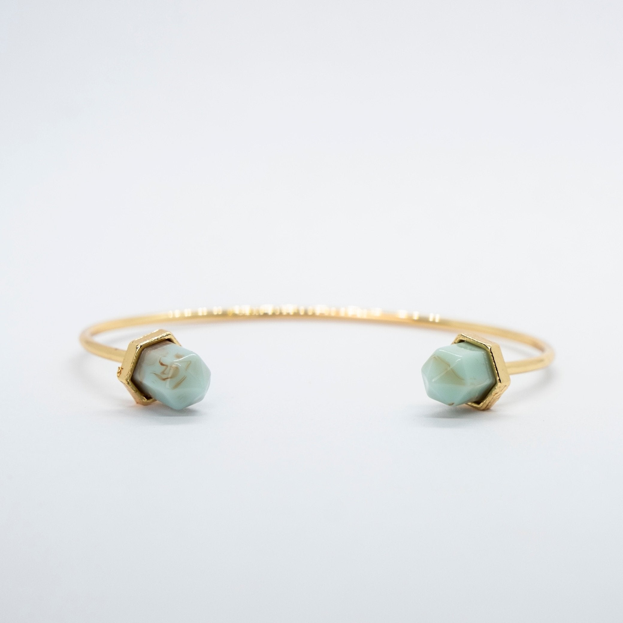 Gold Adjustable Stone Pencil Cuff Bangle, Image 3 of 4