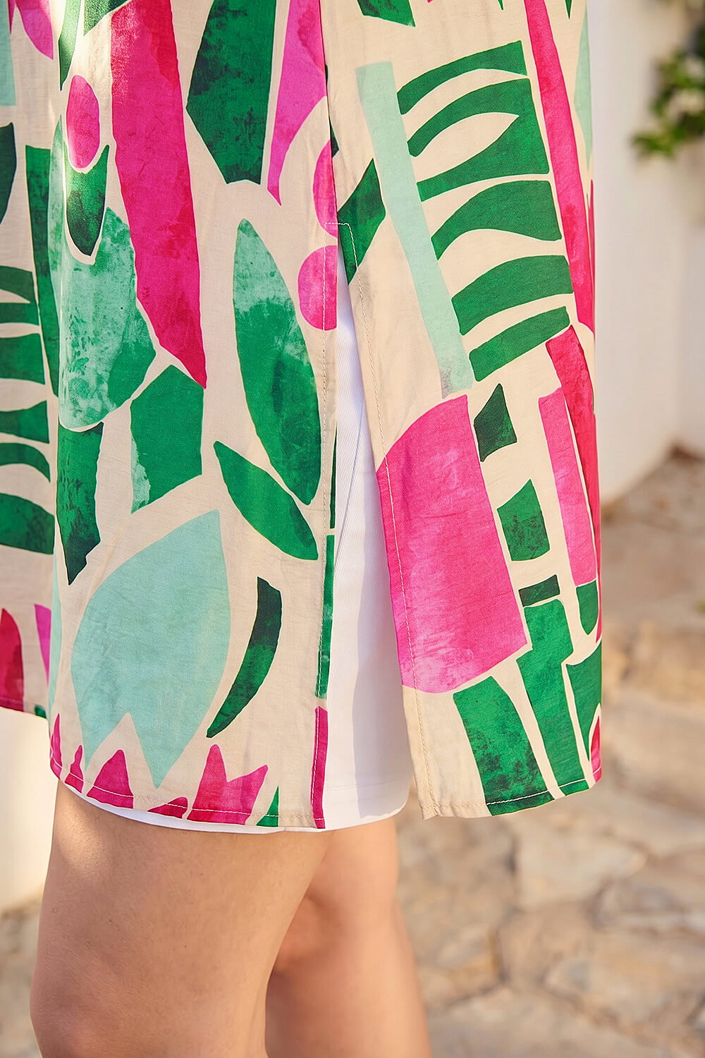 PINK Petite Printed Longline Shirt, Image 5 of 4