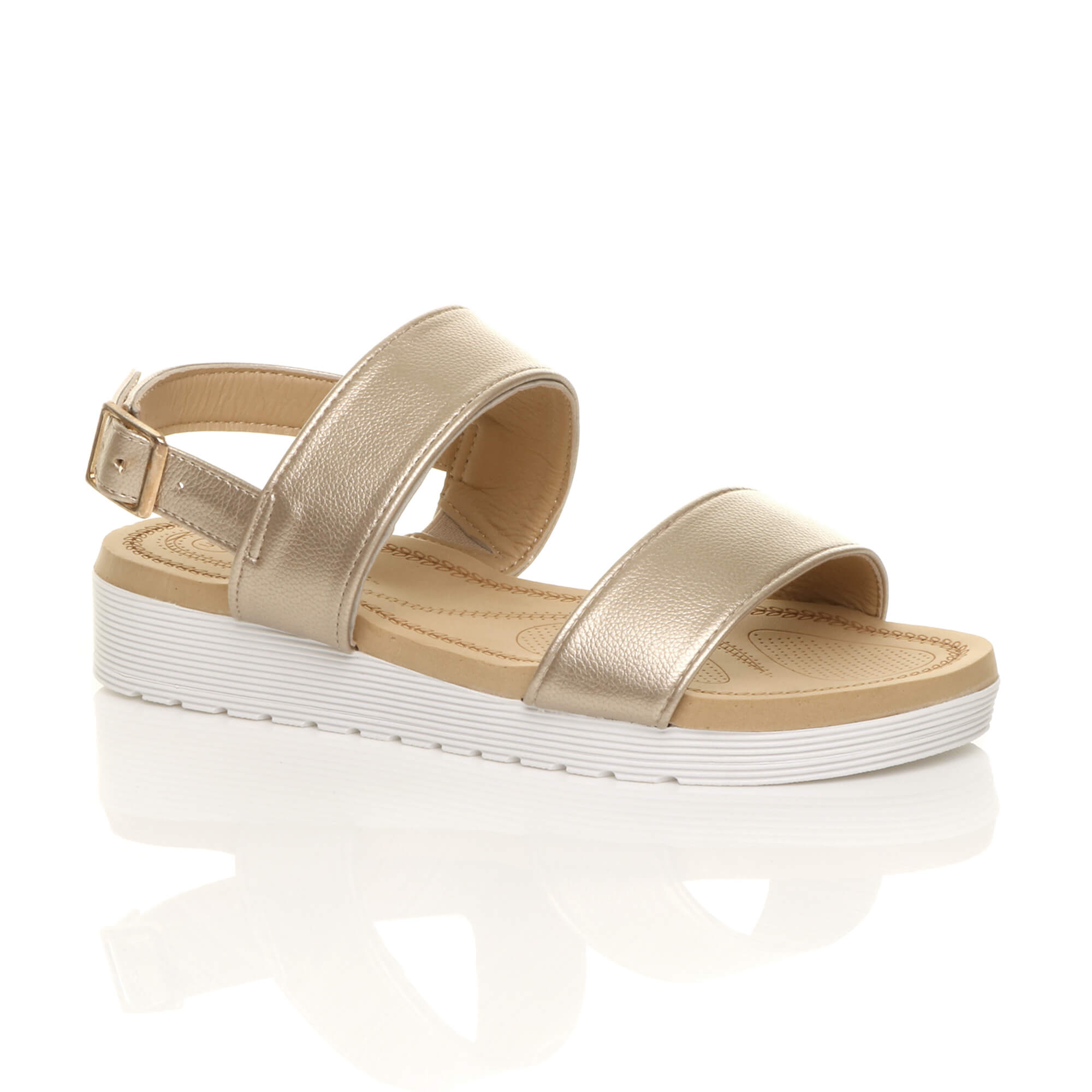 Gold AJVANI Gold Flatform Strappy Sandals, Image 1 of 6
