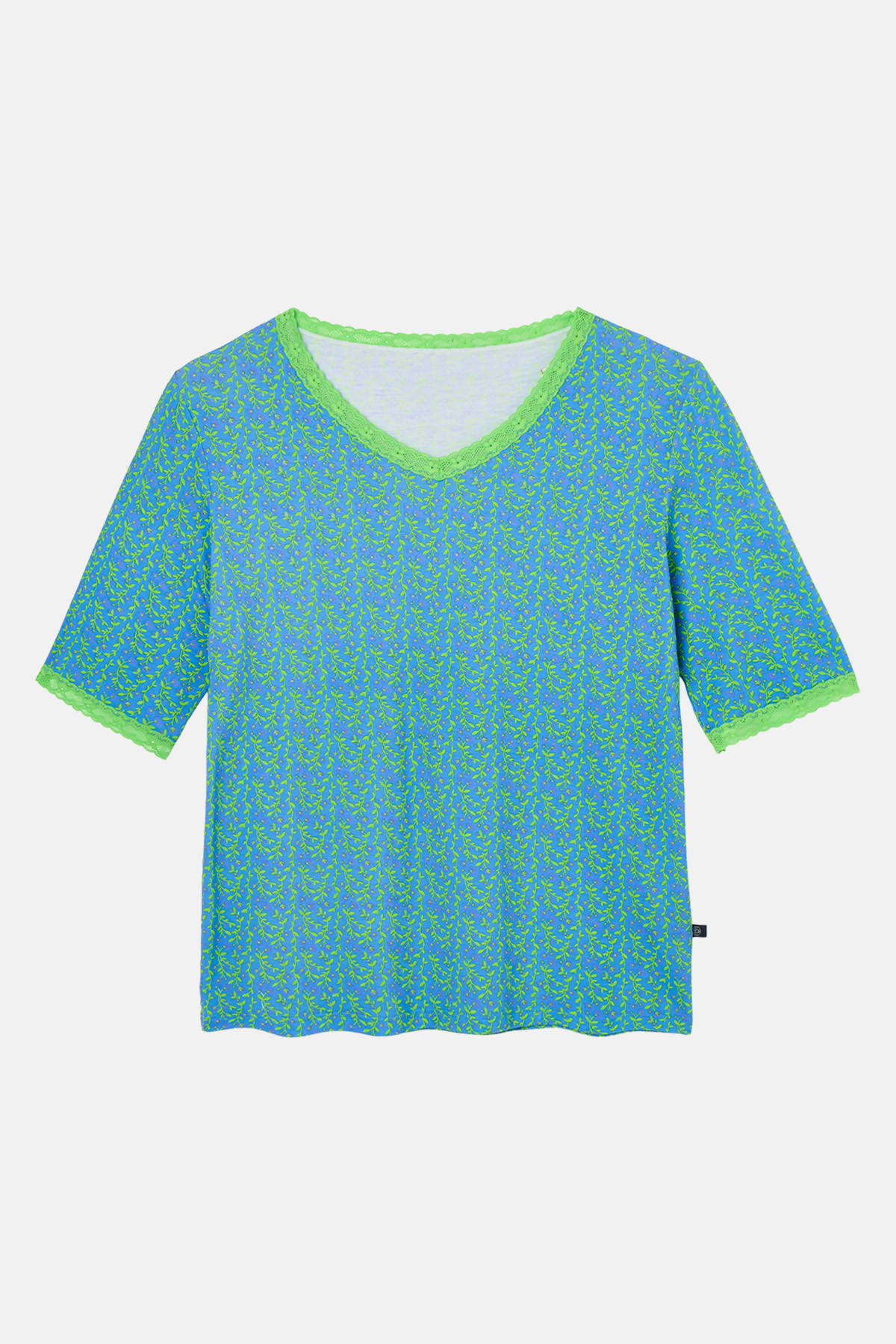 Blue Fluorescent British Boxers Blue Fluorescent "Blooming Fabulous" Bamboo Lace Pyjama Set, Image 5 of 6