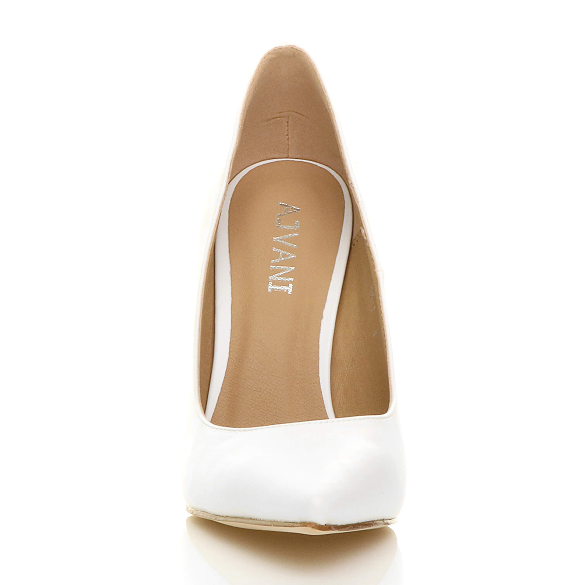 White AJVANI White High Heel Stiletto Pointed Toe Court Shoes, Image 6 of 6