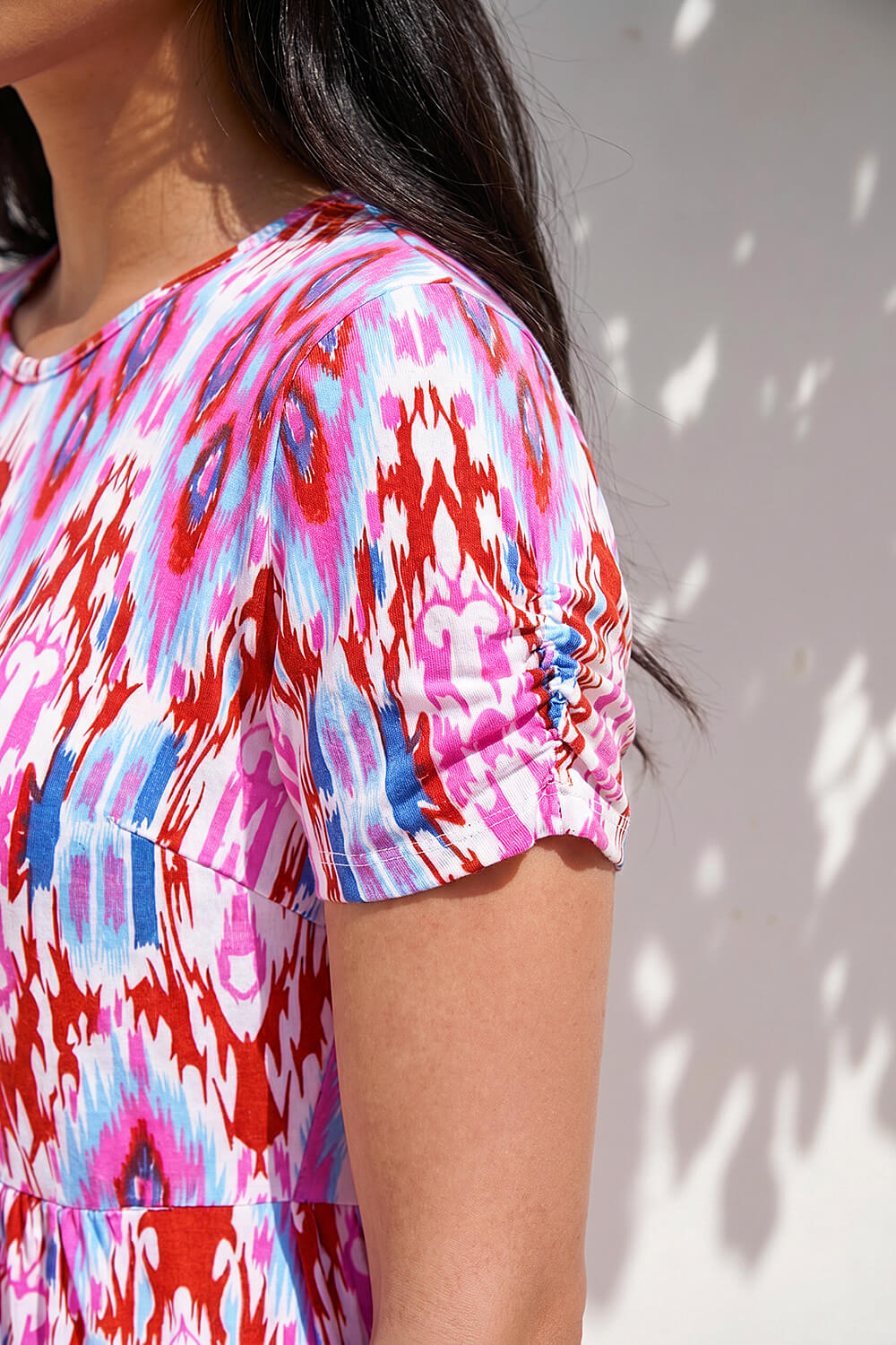 PINK Petite Aztec Print Stretch Pocket Midi Dress, Image 5 of 4