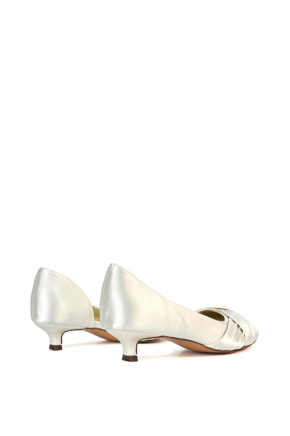 Ivory XY LONDON Ivory 'Freya' Pointed Toe Kitten Low Heel Classic Bridal Shoe Pumps, Image 4 of 6