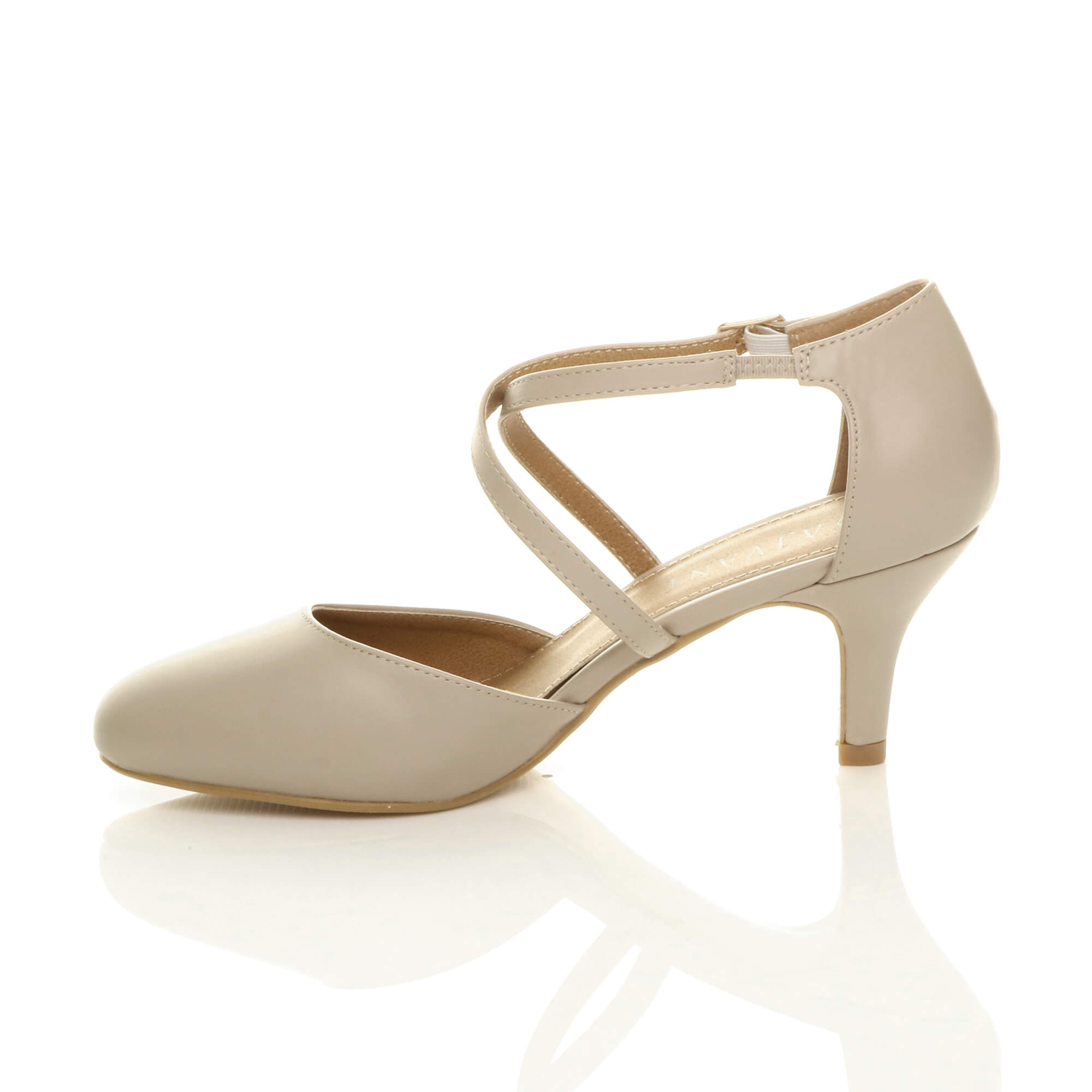 Natural AJVANI Natural High Heel Crossed Straps Court Shoes, Image 3 of 6