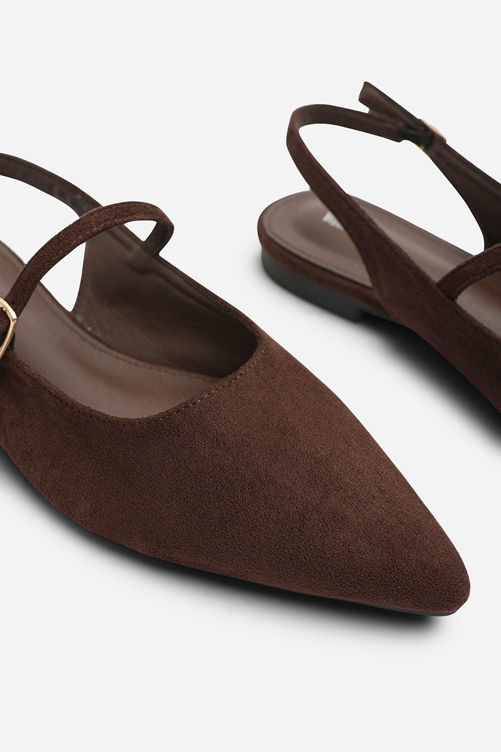 Dark Brown Estrella Pointed Toe Mary Jane Open Back Ballet Flats, Image 5 of 7