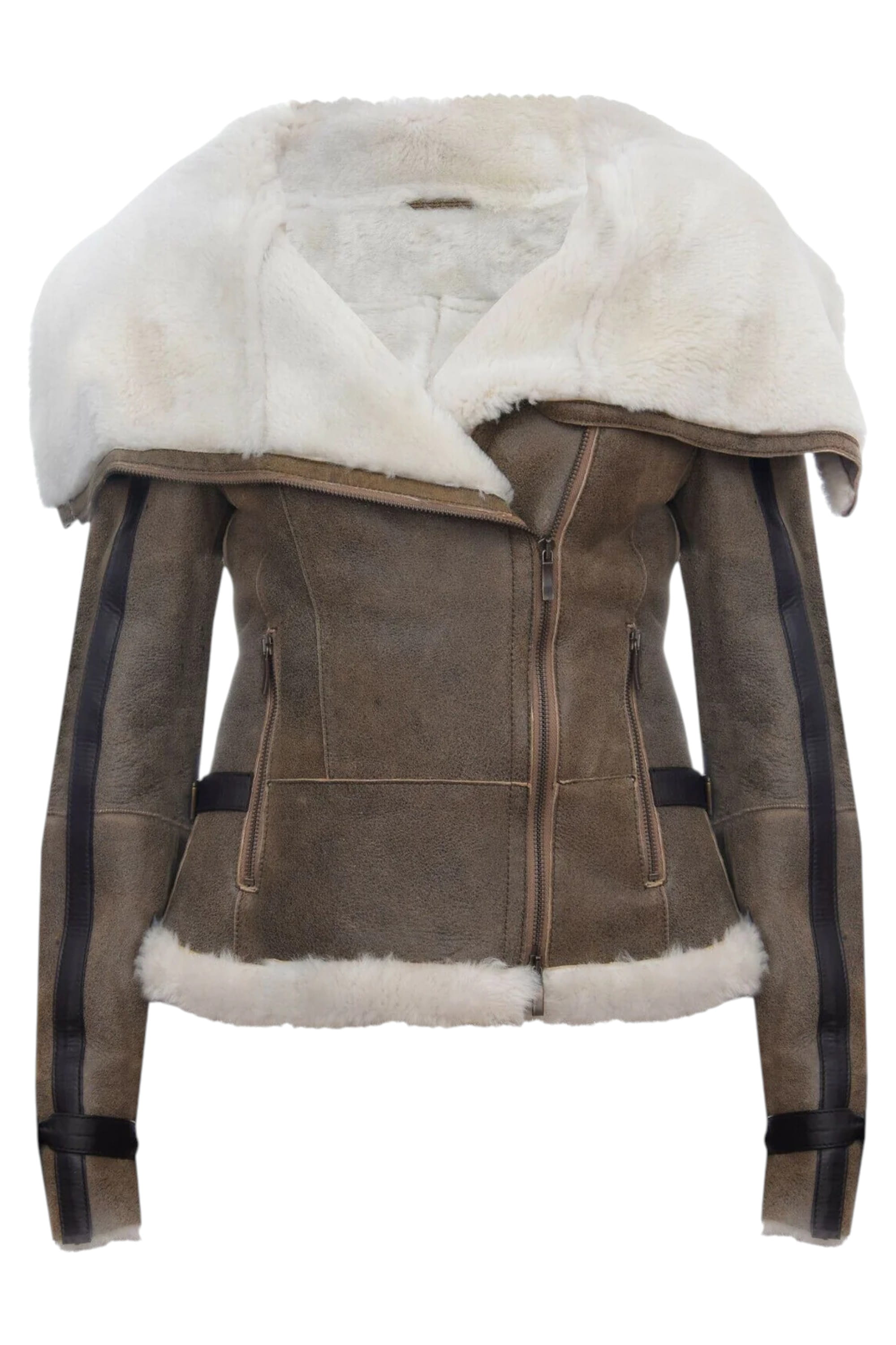 Tan Merino Sheepskin Aviator Leather Jacket, Image 1 of 5