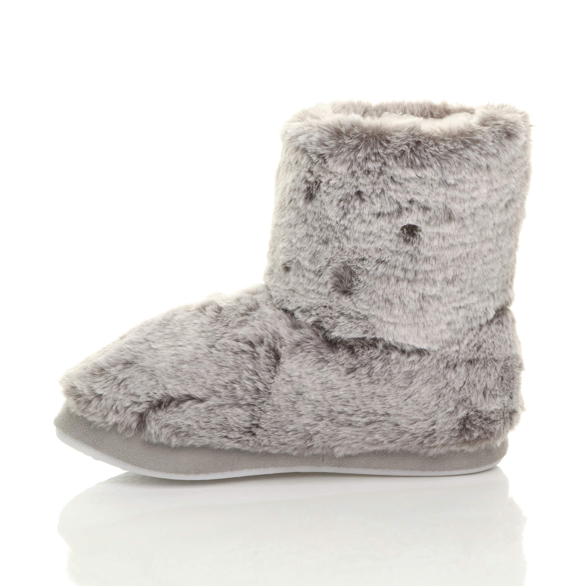 Grey AJVANI Grey Faux Fur Lined Slip On Memory Foam Mules Slippers, Image 3 of 6