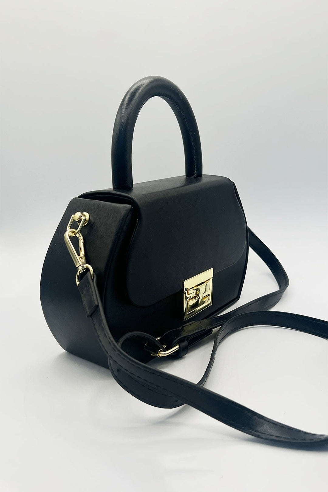 Black Hard Grab Bag in Black with Gold Hardware, Image 2 of 5