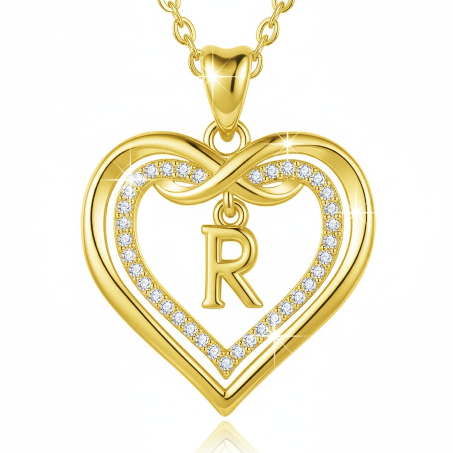 Gold Statement Love Heart Initial Necklace Gold Plated Necklace, Image 1 of 6