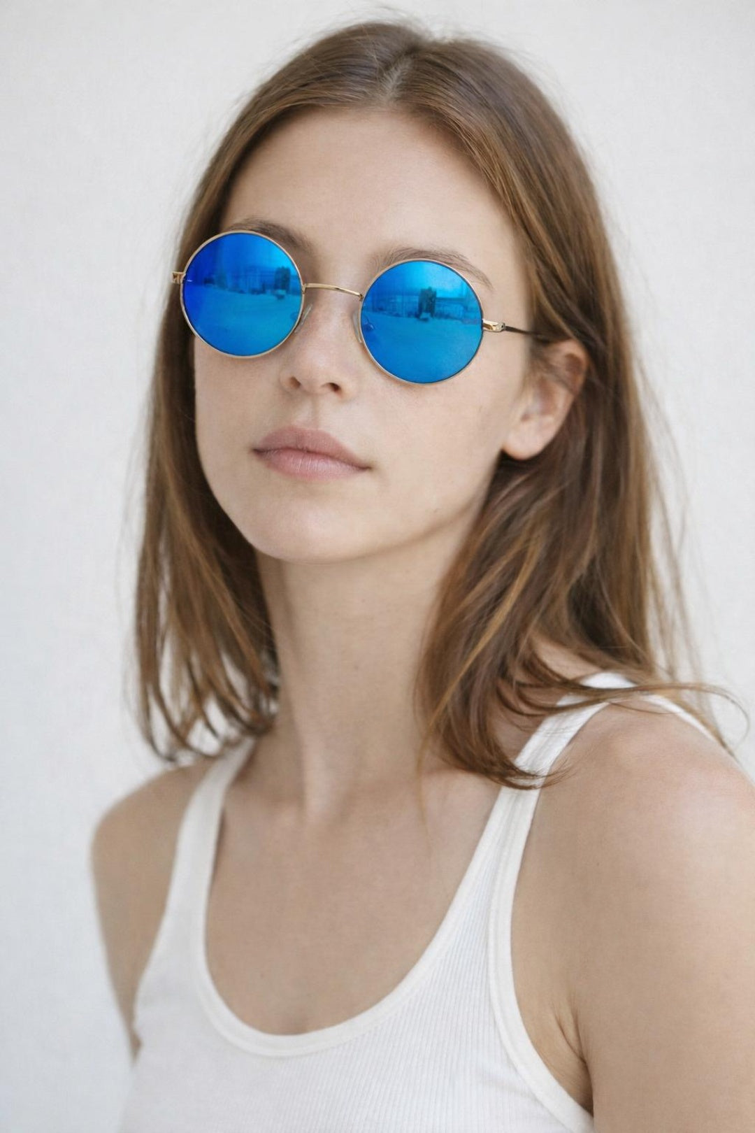 Metallic Round Metal Sunglasses In Shiny Silver