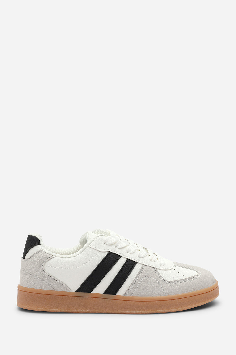 White 'Xia' Classic Retro Lace Up Trainer with Stripes, Image 2 of 8