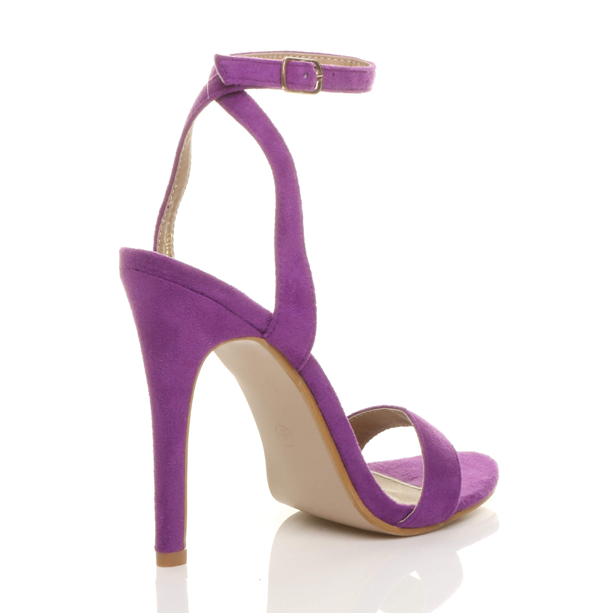 Purple AJVANI Purple High Heel Ankle Strap Barely There Sandals, Image 4 of 5