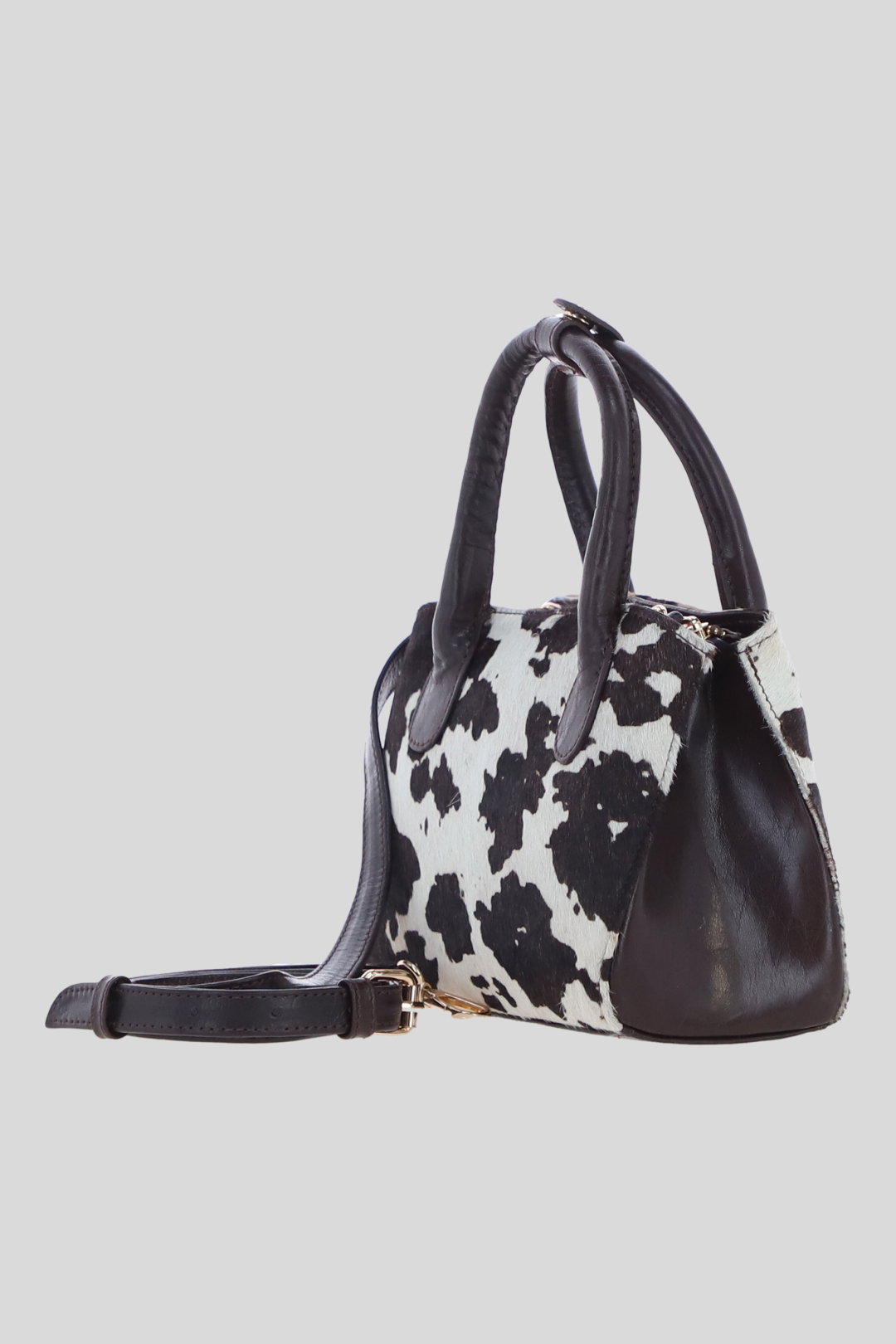 Brown Hair-On Leather Mini Crossbody Handbag, Image 2 of 4