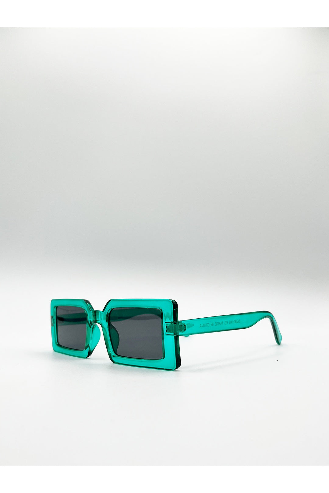 Blue Light Blue Oversized Rectangle Plastic Frame Sunglasses, Image 2 of 7