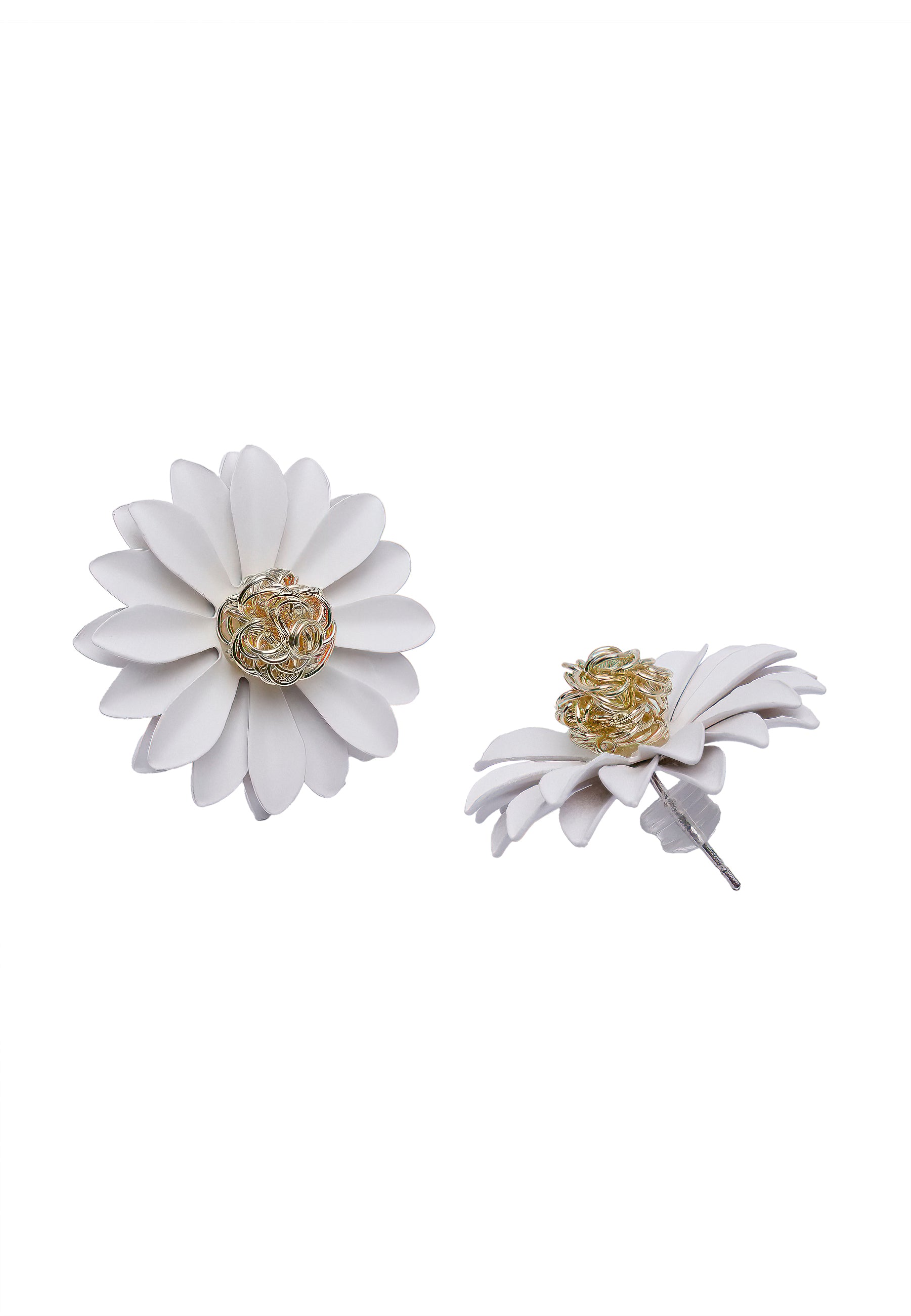 White AVANT-GARDE PARIS White Fuchsia Floral Studs, Image 3 of 5