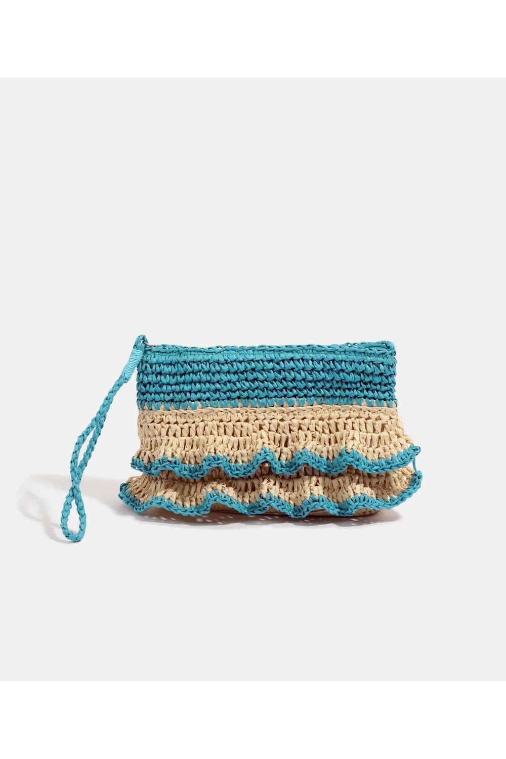 Turqouise Saffira - Straw Clutch Bag - Pale Turquoise, Image 2 of 3